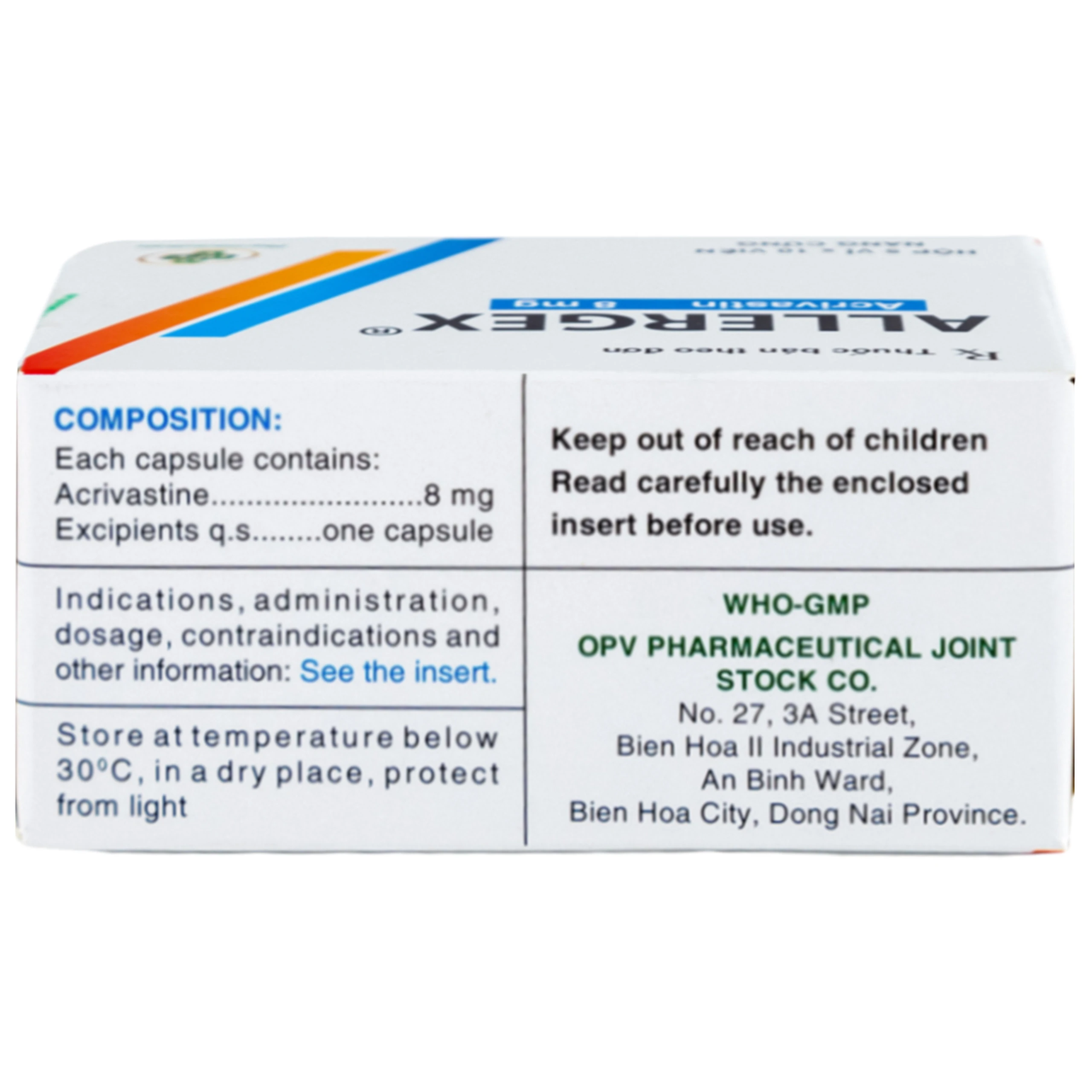 Thuốc Allergex 8mg OPV điều trị viêm mũi dị ứng, mày đay vô căn mạn tính (5 vỉ x 10 viên)