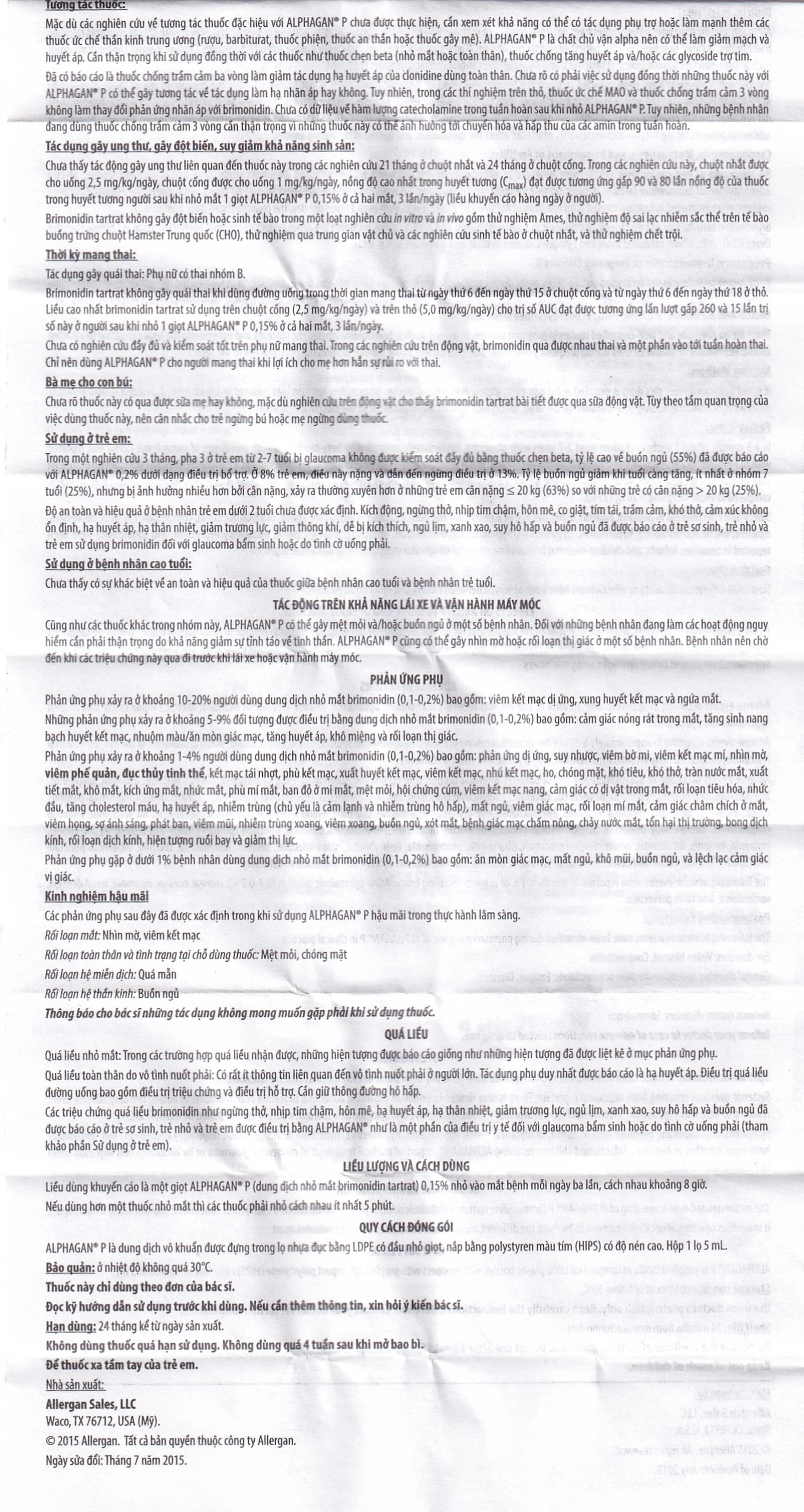 Thuốc nhỏ mắt Alphagan P Allergan điều trị tăng nhãn áp (5ml)