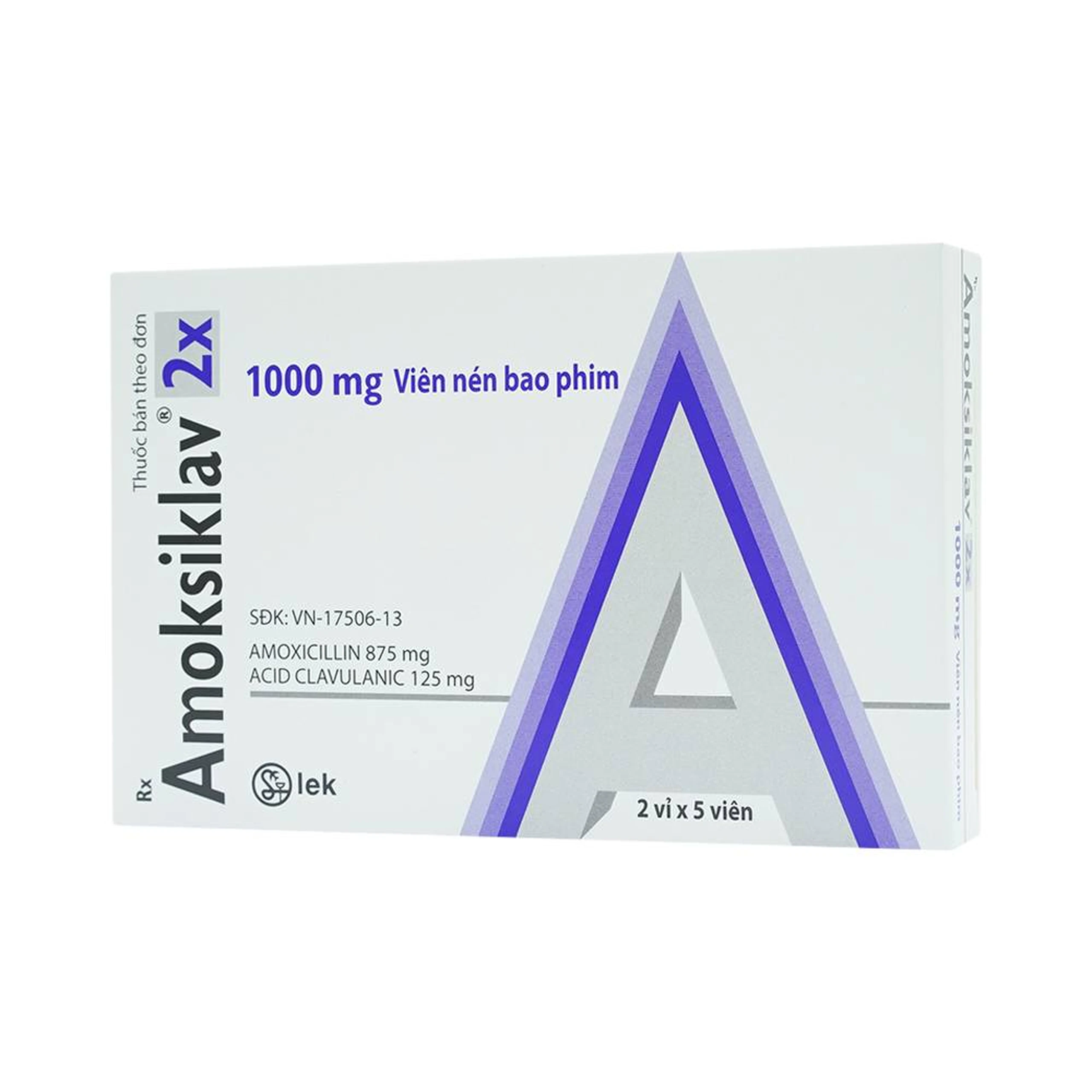 Thuốc Amoksiklav 2x 1000mg Lek điều trị nhiễm khuẩn (2 vỉ x 5 viên)