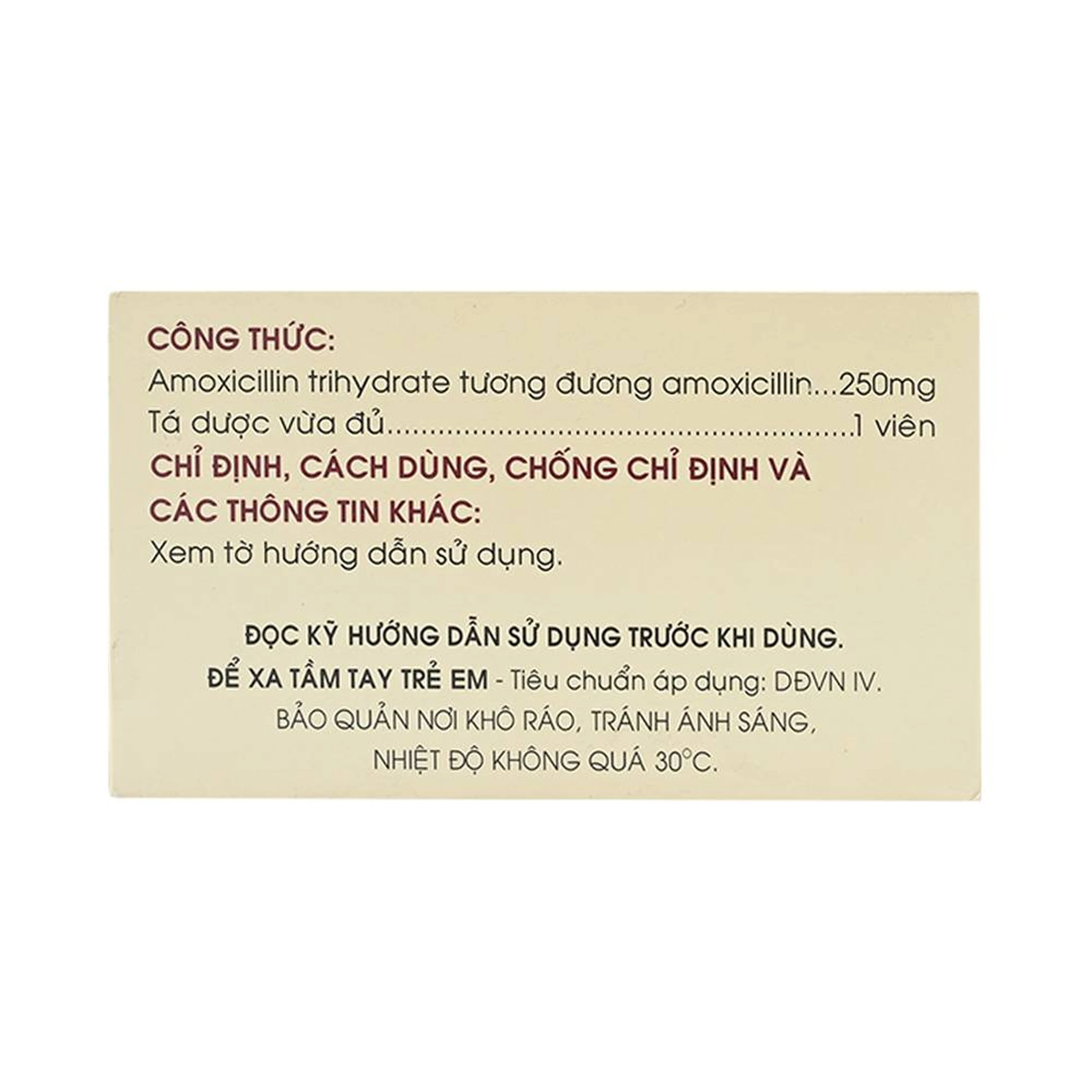 Thuốc Amoxicillin 250mg Mekophar điều trị nhiễm khuẩn (10 vỉ x 10 viên)