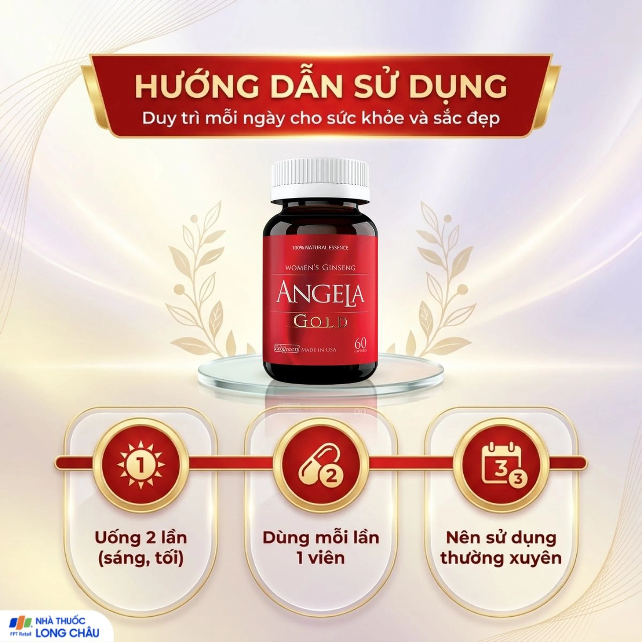 Viên uống hỗ trợ làn da căng sáng tăng cường sinh lý nữ Angela Gold Ecogreen (60 viên) 5