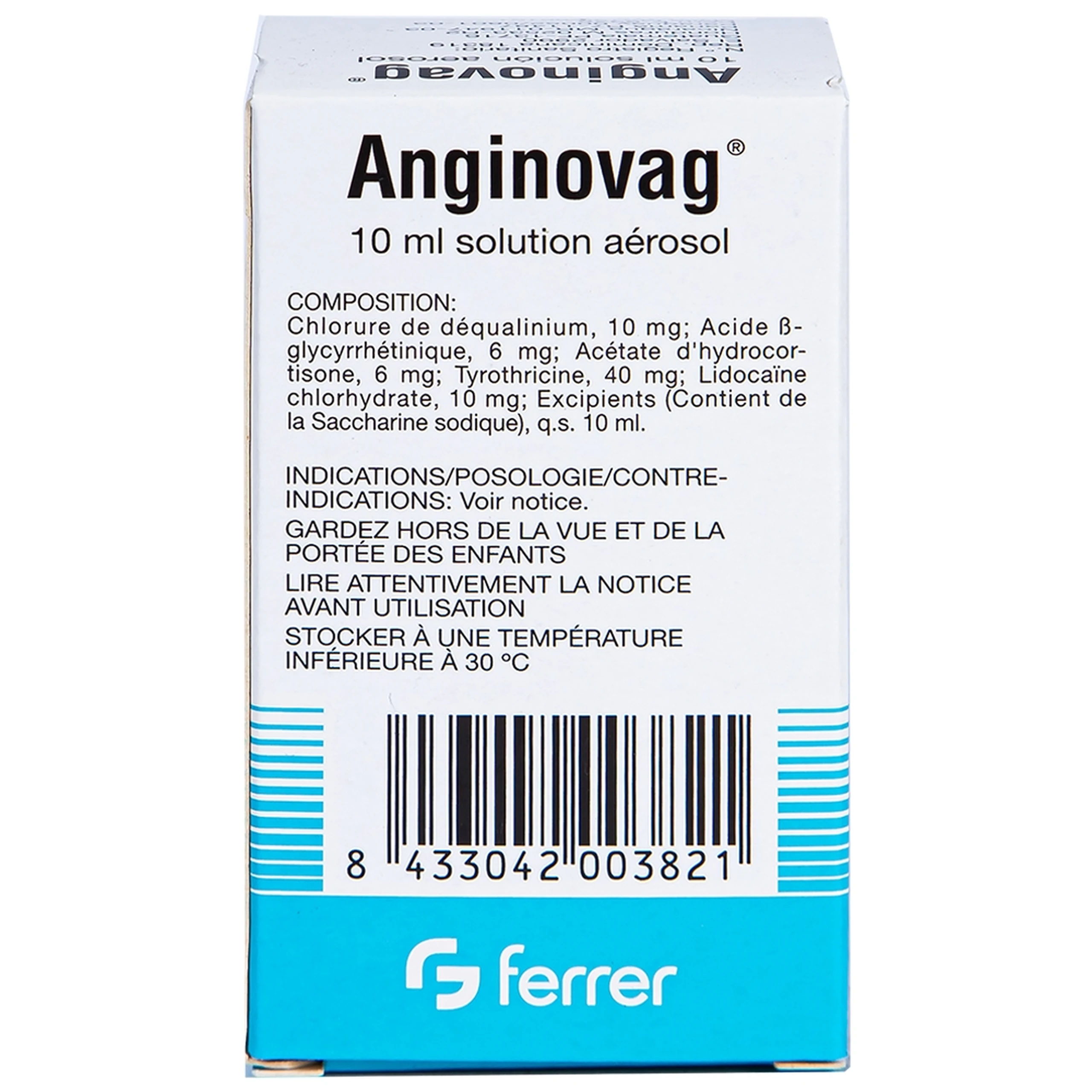 Dung dịch xịt họng Anginovag Ferrer hỗ trợ điều trị các bệnh lý ở miệng, họng (10ml)