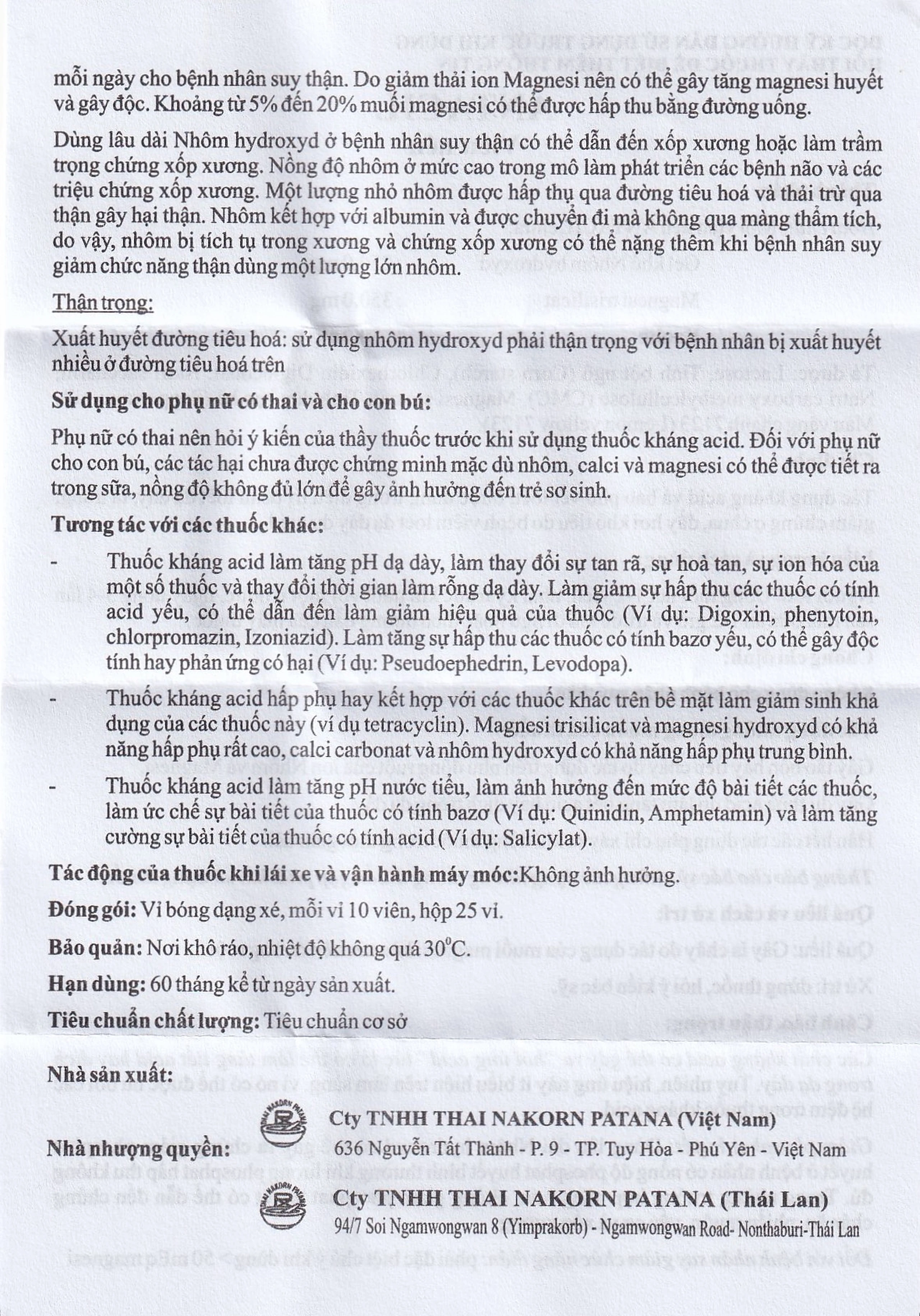 Thuốc Antacil 250mg Thai Nakorn Patana điều trị bệnh loét dạ dày, tá tràng (25 vỉ x 10 viên)