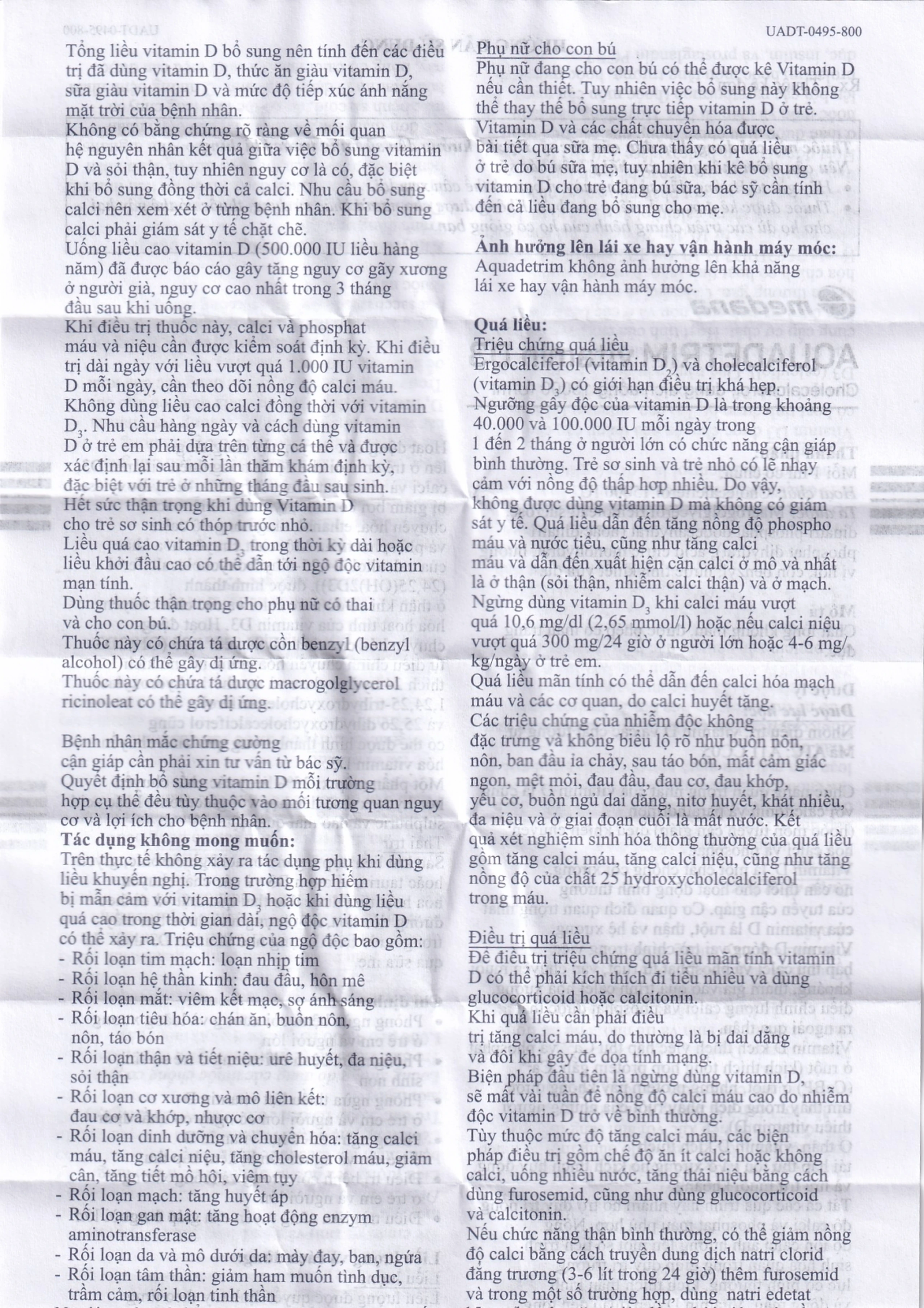 Dung dịch uống Aquadetrim Vitamin D3 Medana phòng ngừa còi xương, loãng xương (10ml)