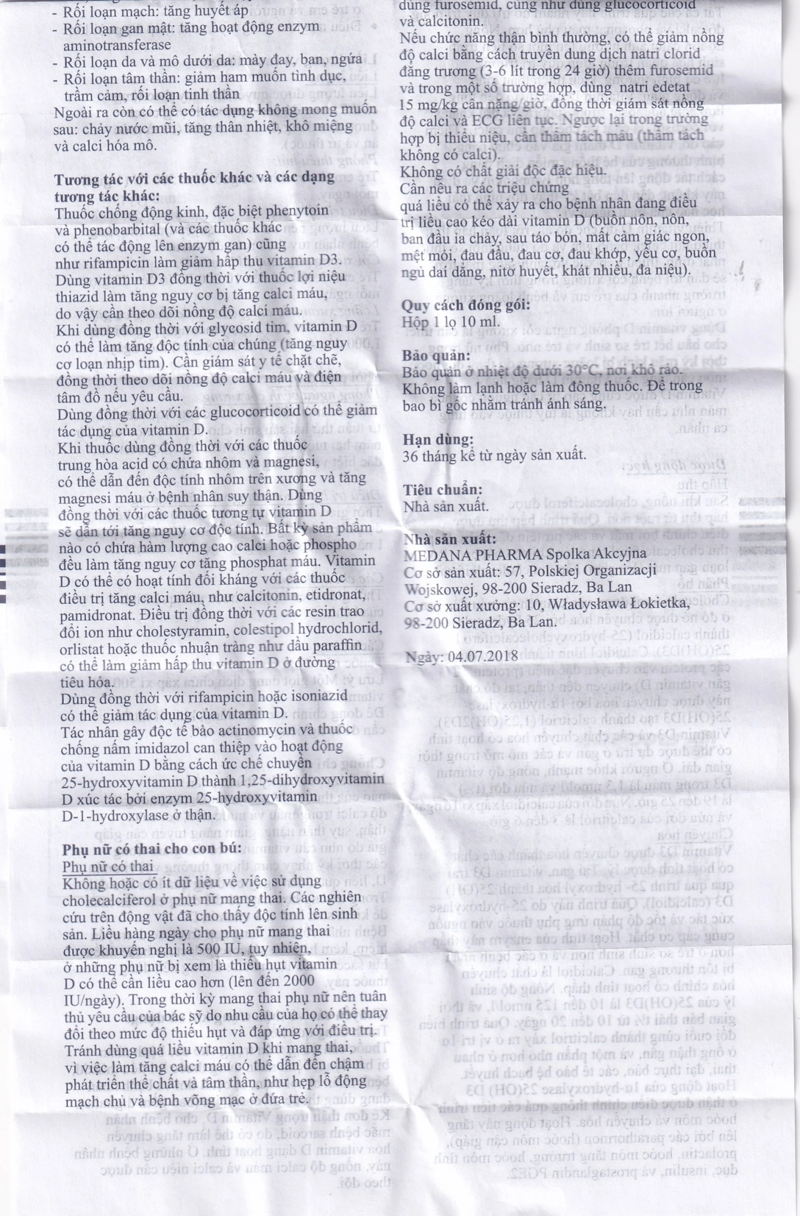 Dung dịch uống Aquadetrim Vitamin D3 Medana phòng ngừa còi xương, loãng xương (10ml)