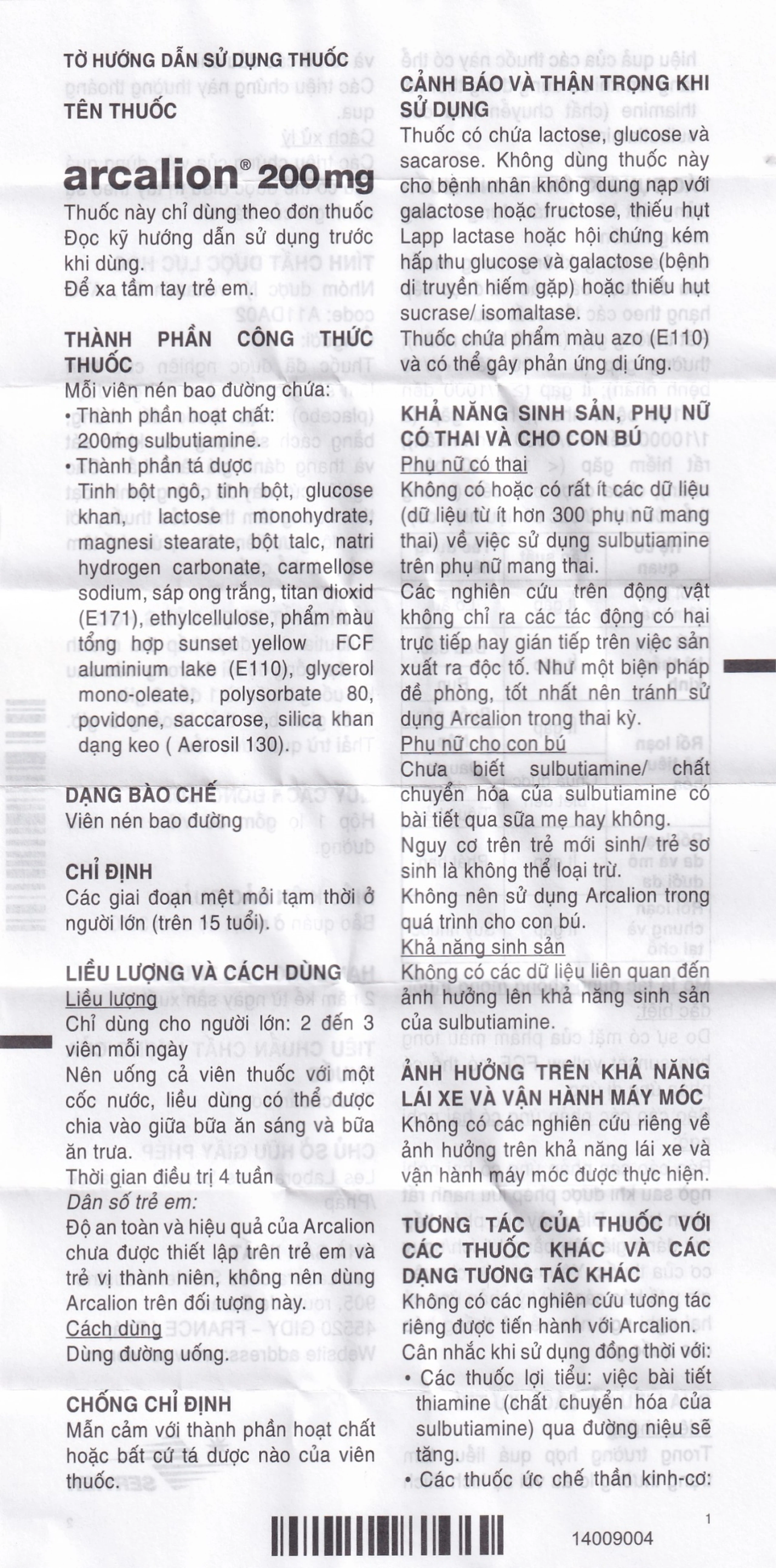 Thuốc Arcalion 200 Servier điều trị các giai đoạn mệt mỏi tạm thời (30 viên)