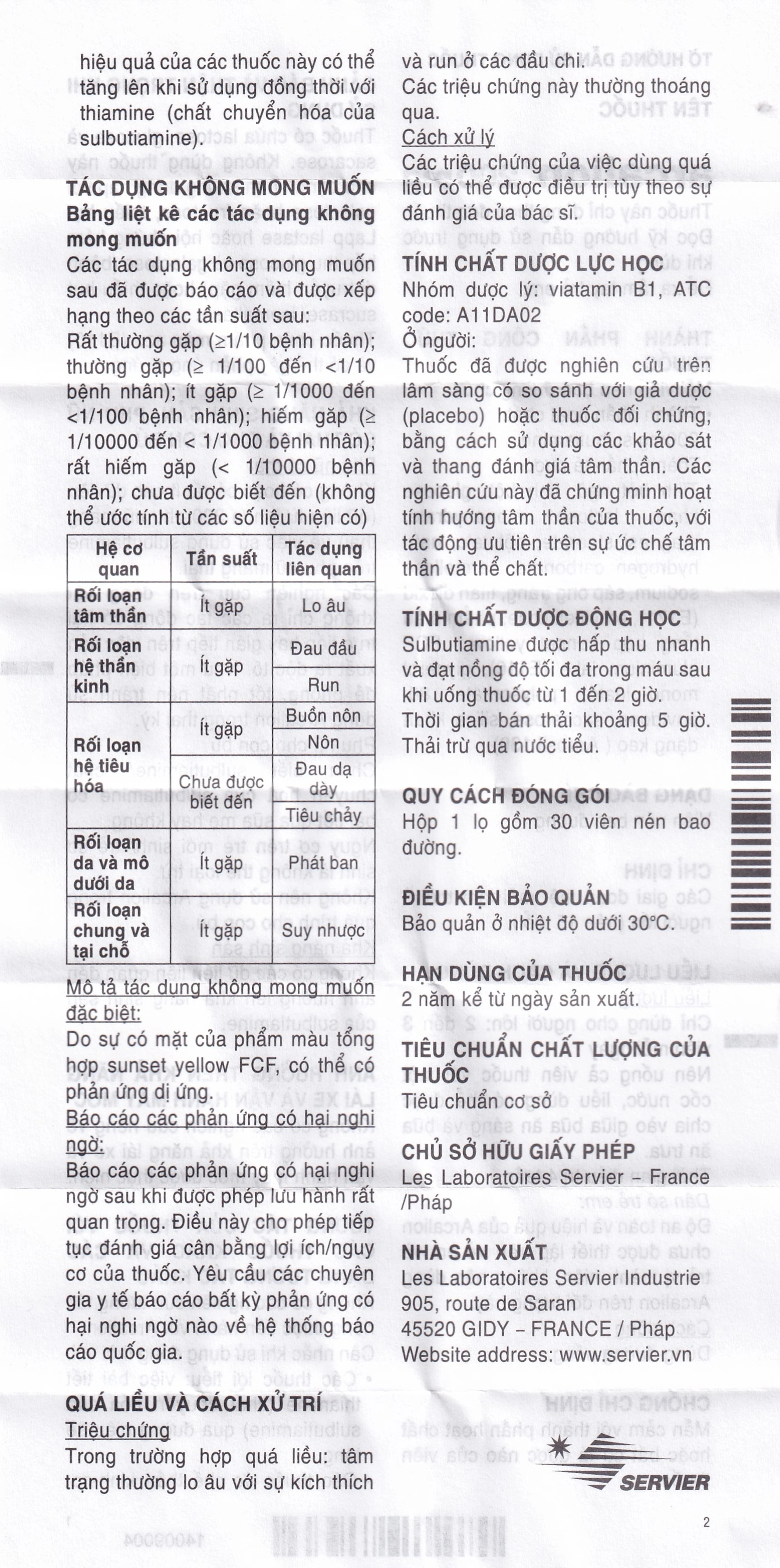 Thuốc Arcalion 200 Servier điều trị các giai đoạn mệt mỏi tạm thời (30 viên)