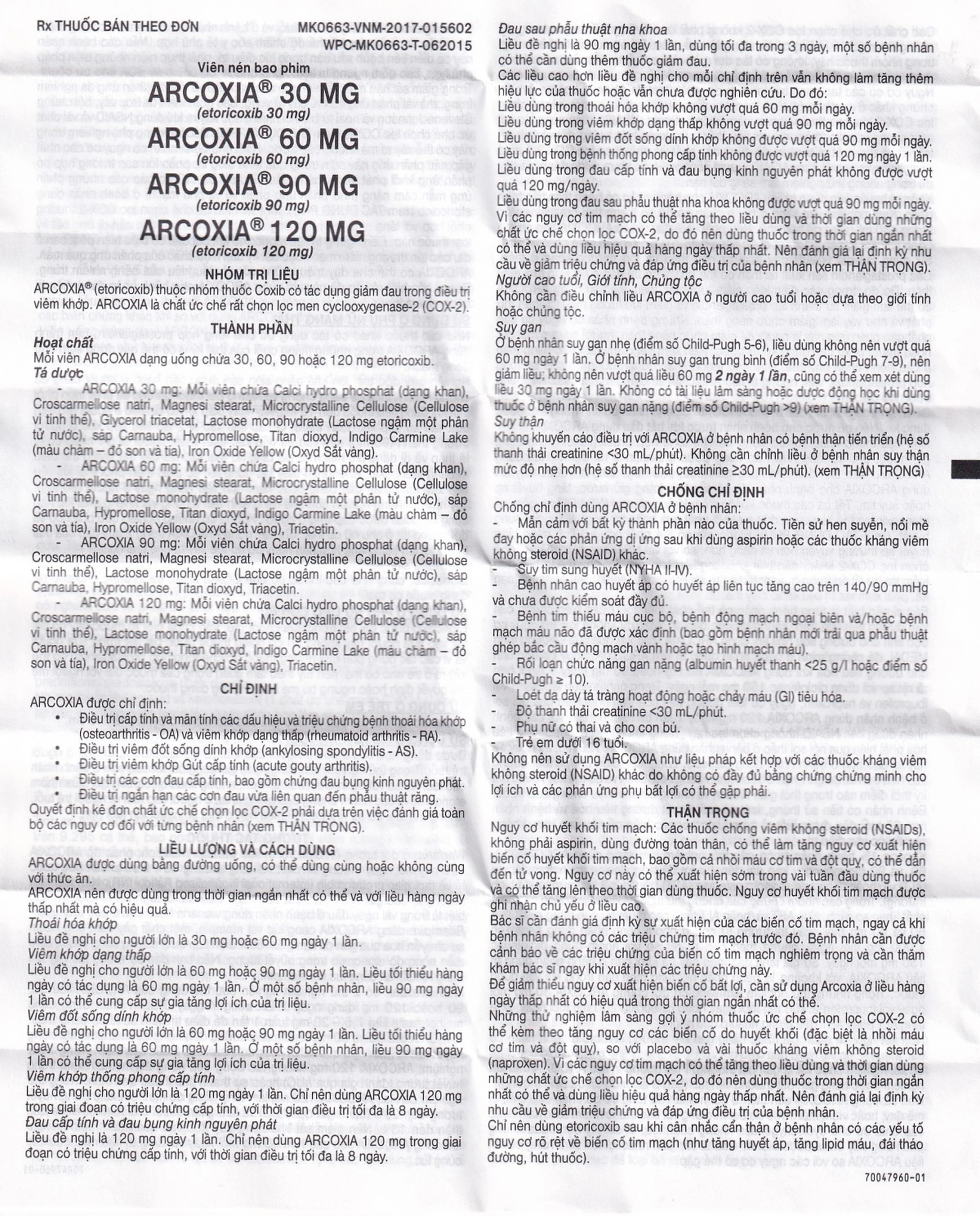 Thuốc Arcoxia 120mg MSD điều trị thoái hoá khớp, viêm khớp dạng thấp (3 vỉ x 10 viên)