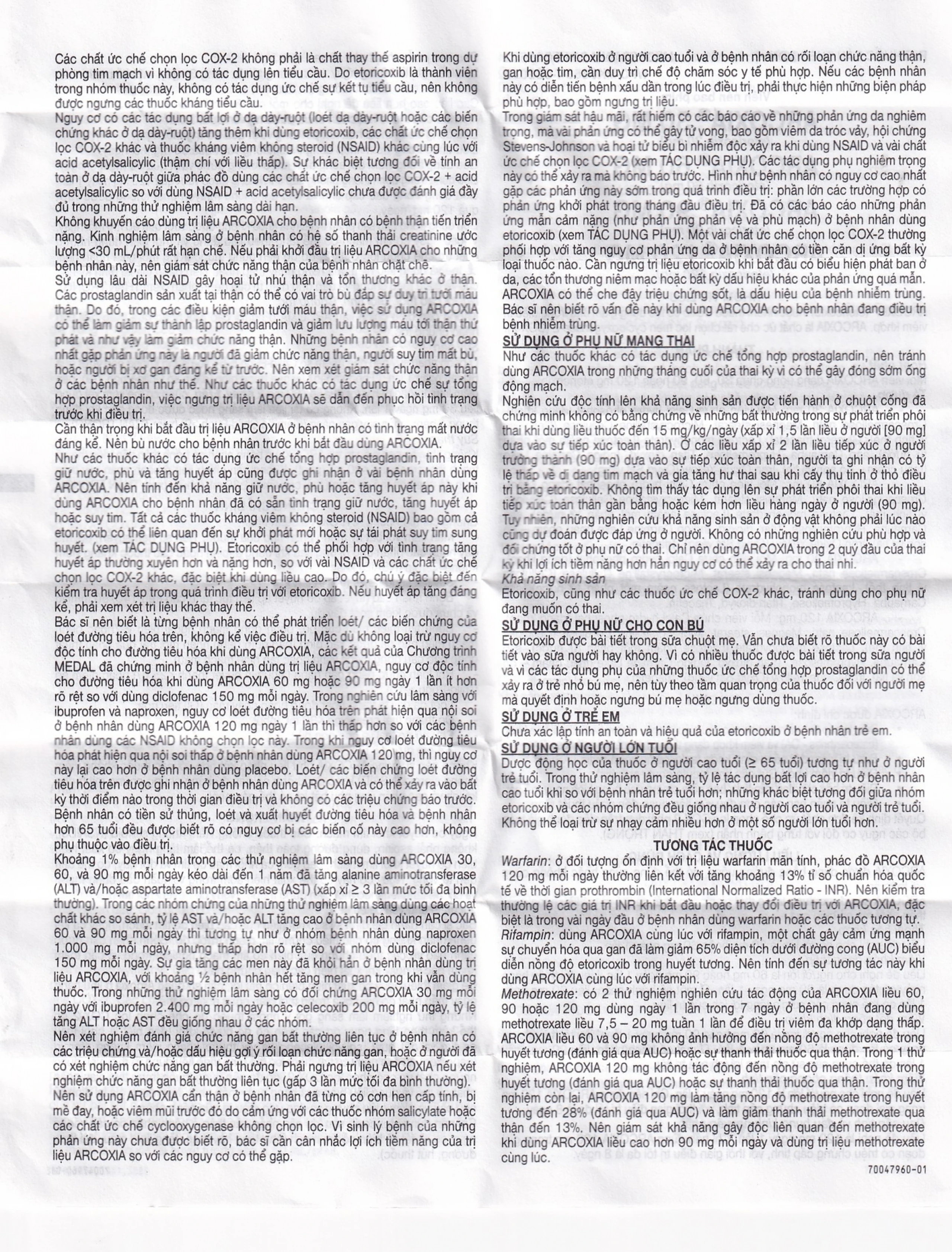 Thuốc Arcoxia 60mg MSD điều trị thoái hoá khớp, viêm khớp dạng thấp (3 vỉ x 10 viên)