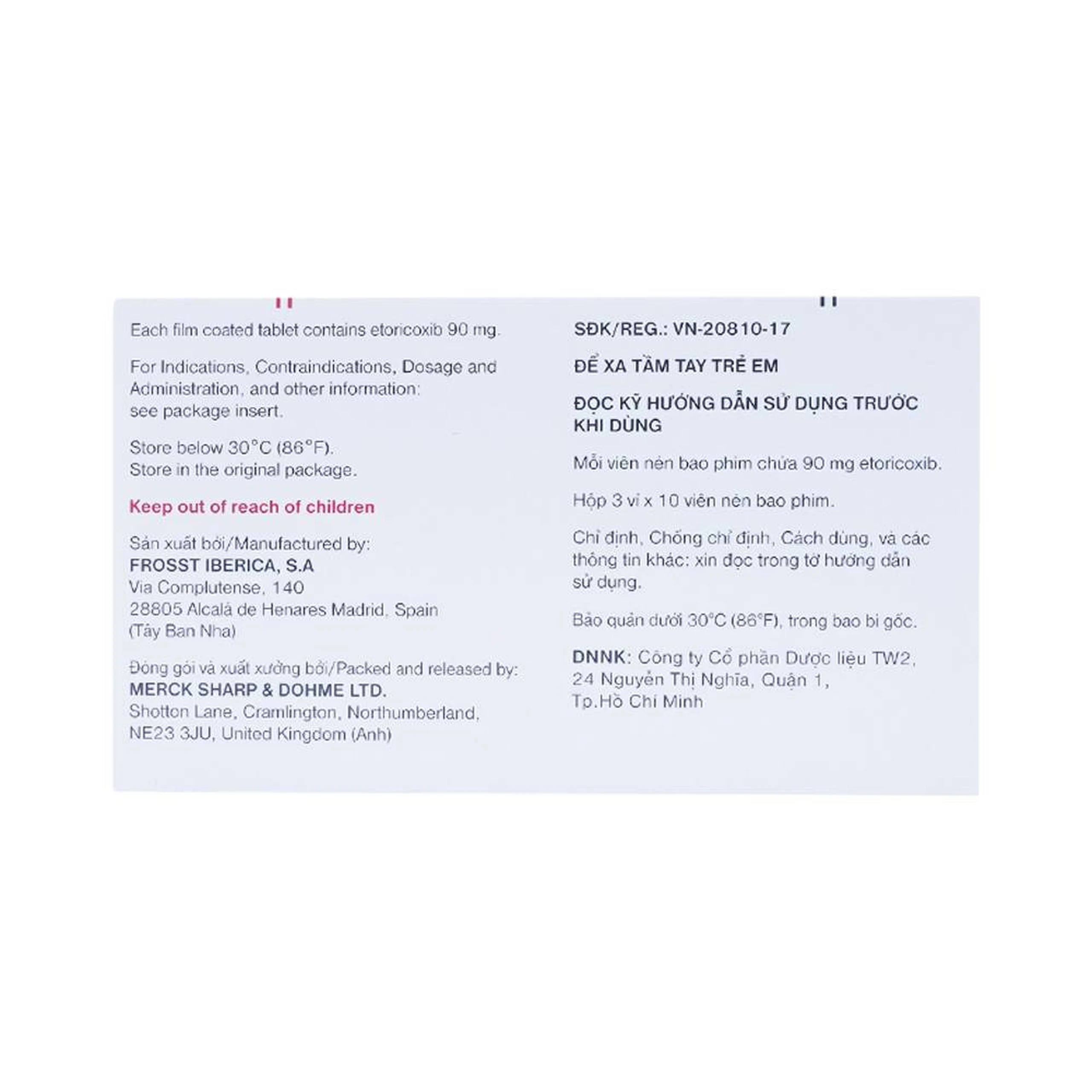 Thuốc Arcoxia 90mg MSD điều trị thoái hoá khớp, viêm khớp dạng thấp (3 vỉ x 10 viên)