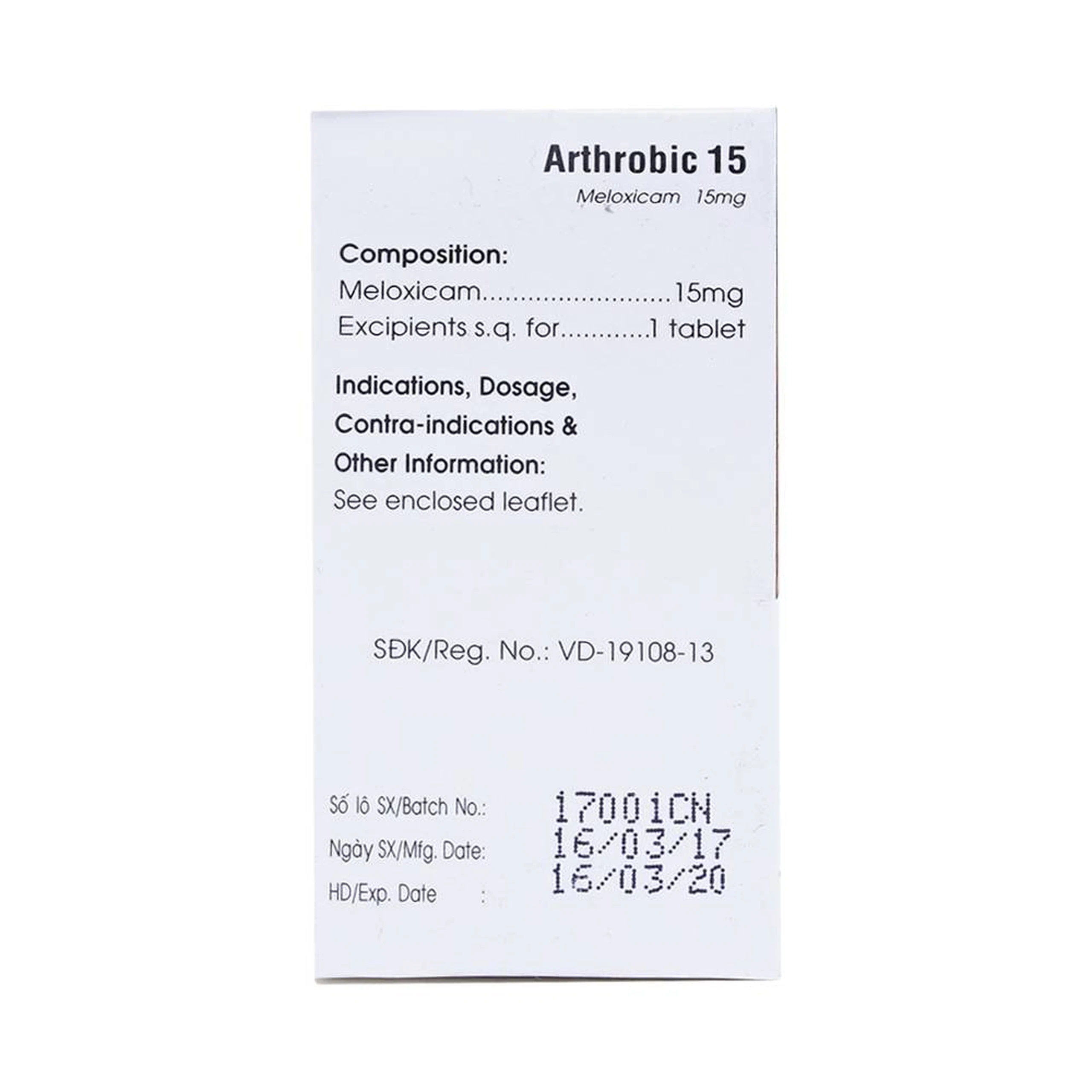 Thuốc Arthrobic 15 Mekophar điều trị viêm đau xương khớp, viêm khớp dạng thấp (30 viên)