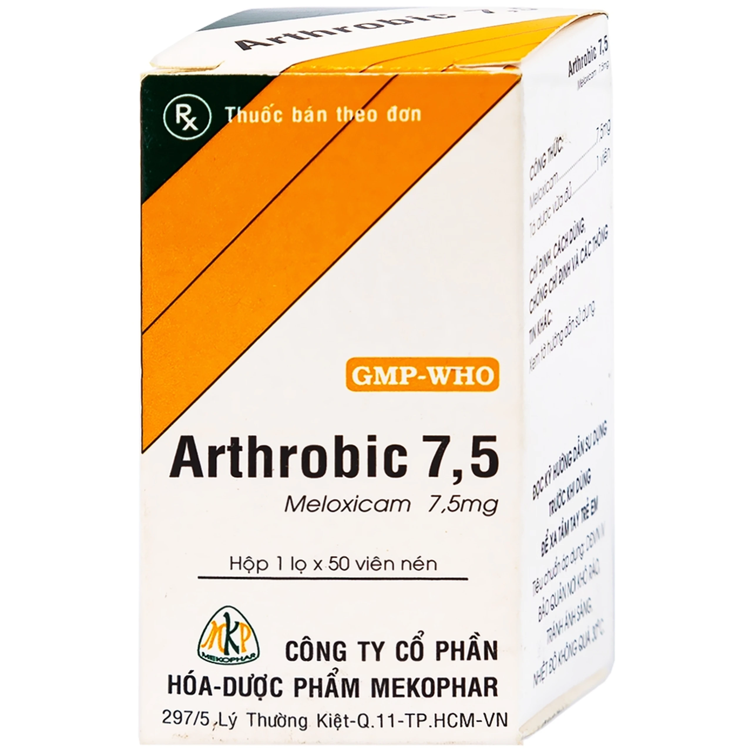 Thuốc Arthrobic 7.5 Mekophar điều trị viêm đau xương khớp, viêm khớp dạng thấp (50 viên)