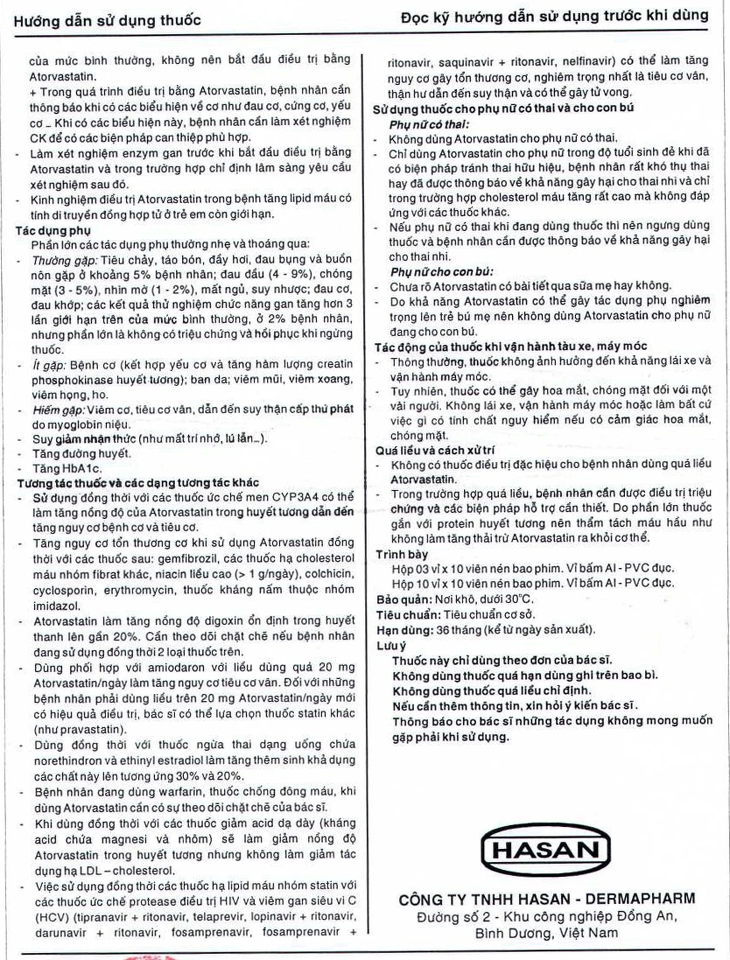 Thuốc AtorHasan 10mg Hasan điều trị tăng lipid huyết (3 vỉ x 10 viên)