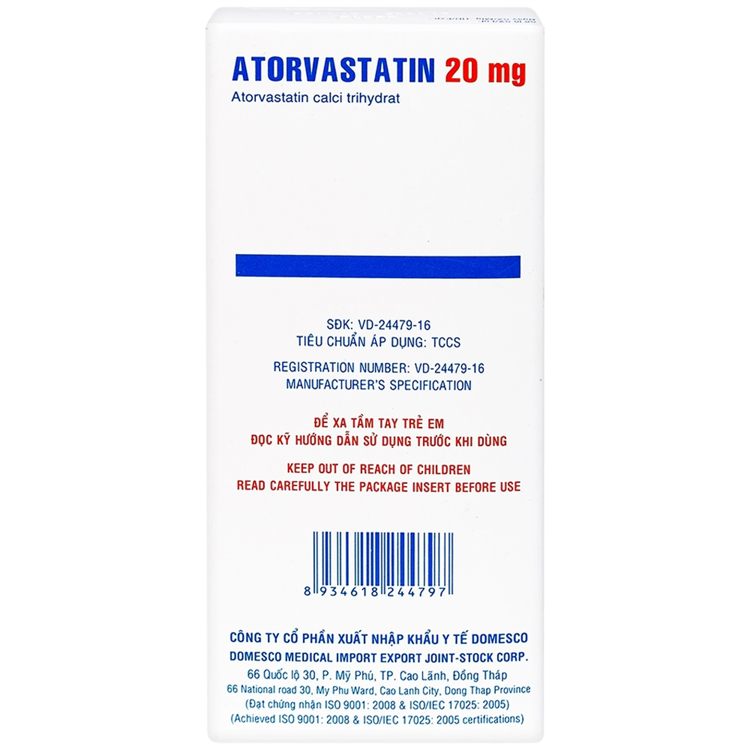 Thuốc Atorvastatin 20mg Domesco điều trị tăng lipid huyết, phòng ngừa bệnh tim mạch (2 vỉ x 10 viên)
