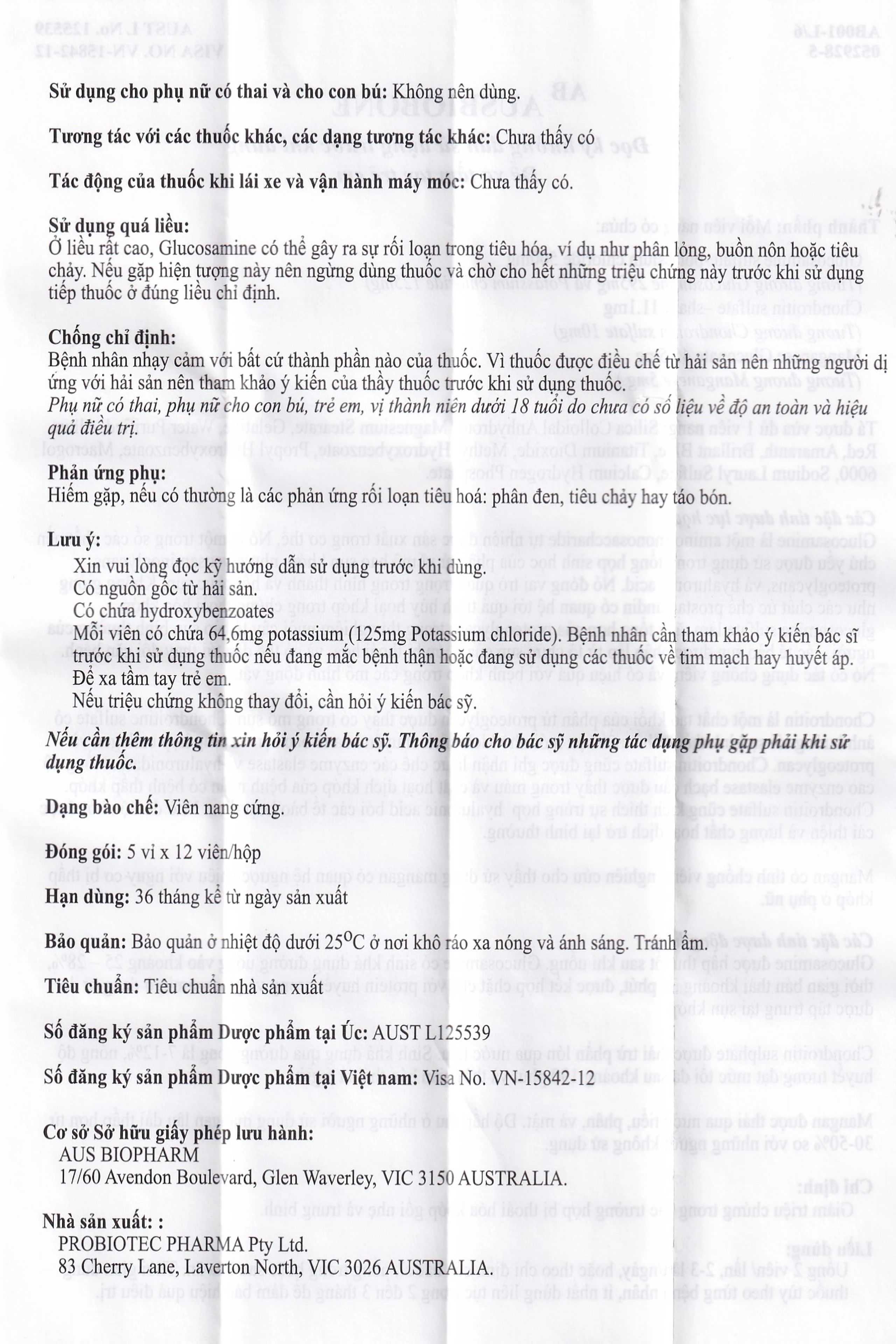 Thuốc Ausbiobone Biopharm điều trị triệu chứng thoái hóa khớp gối nhẹ và trung bình (60 viên)