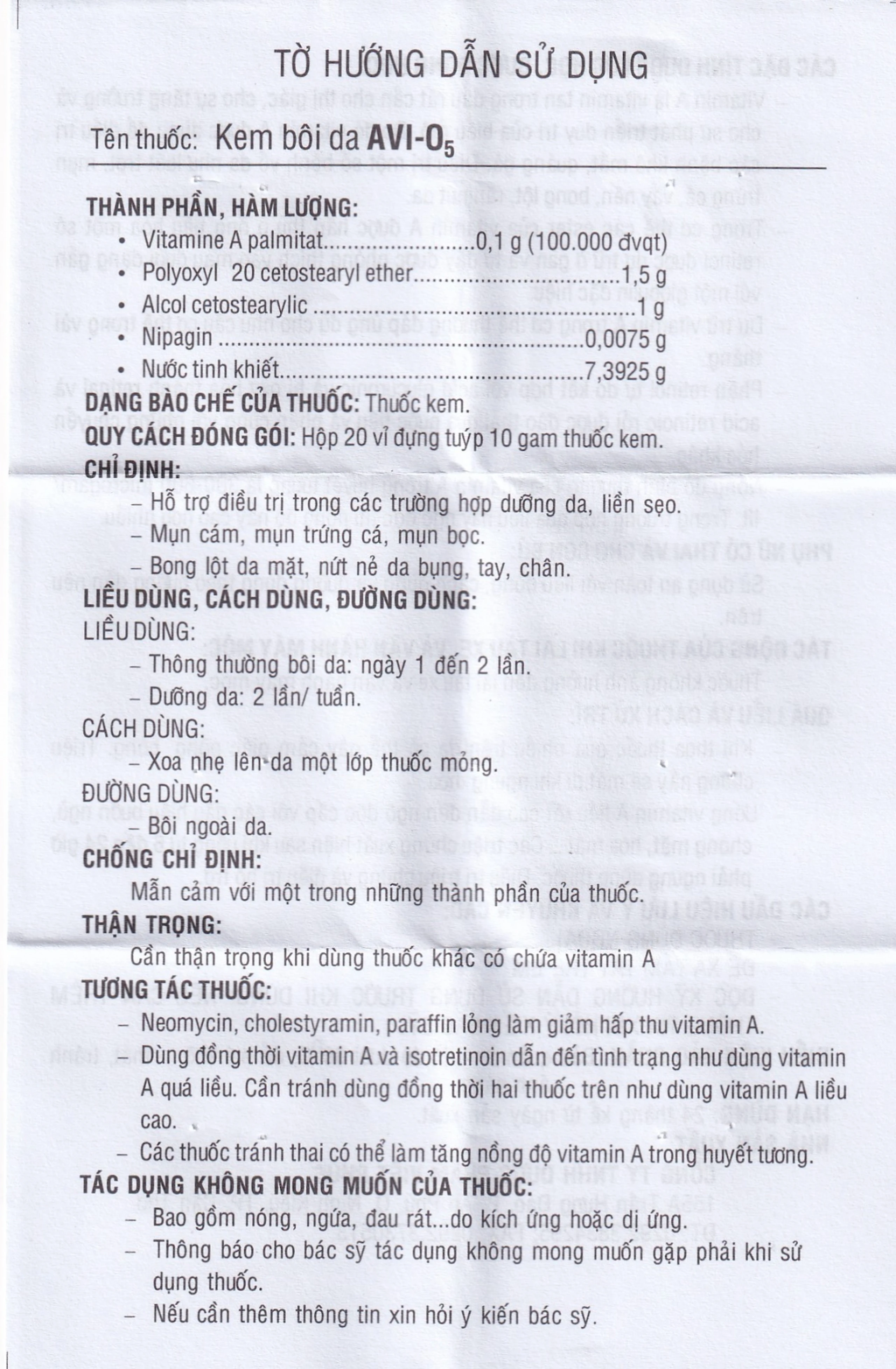 Kem bôi da Avi-O5 Việt Phúc hỗ trợ dưỡng da, liền sẹo (10g)