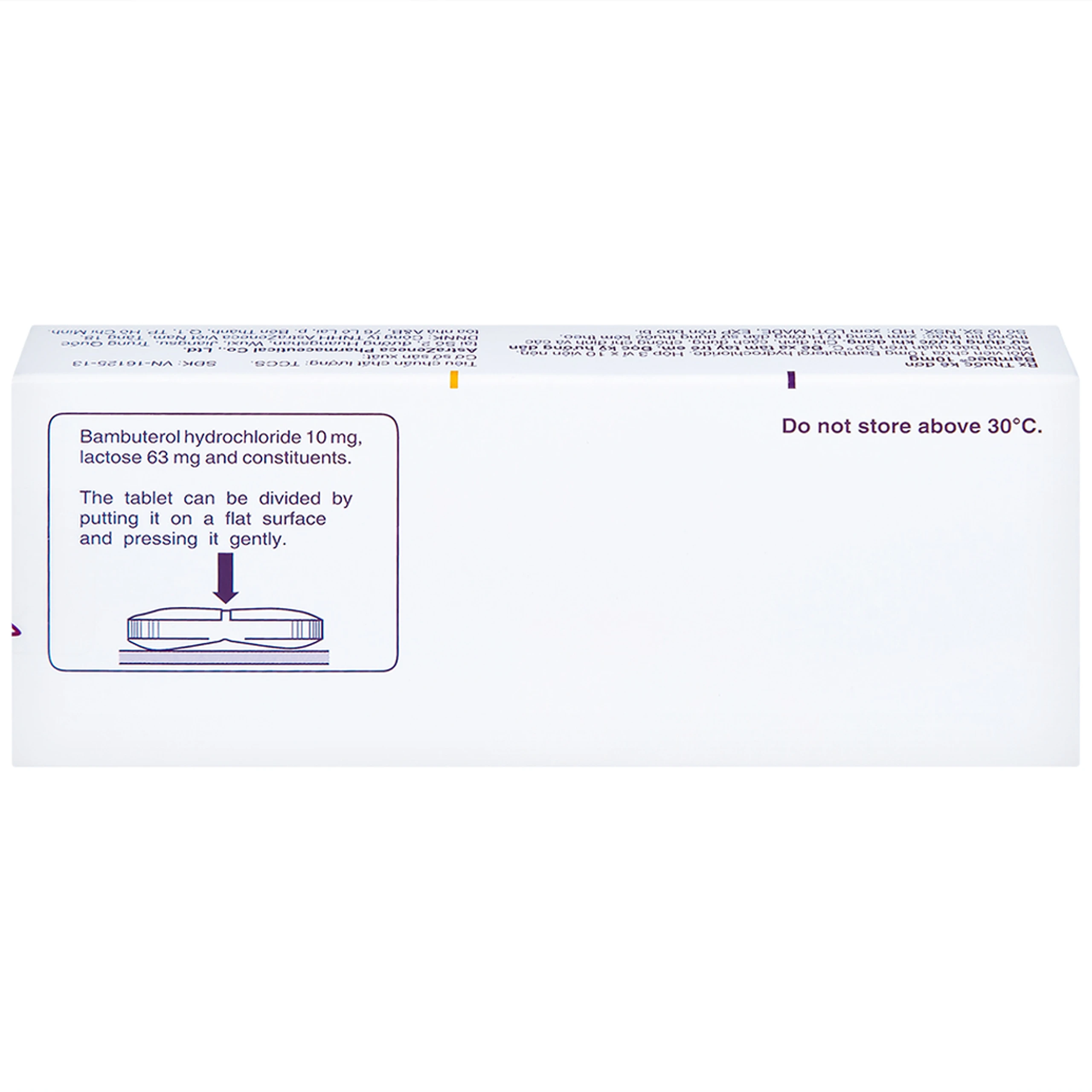 Thuốc Bambec 10mg AstraZeneca điều trị hen phế quản, co thắt phế quản (3 vỉ x 10 viên)