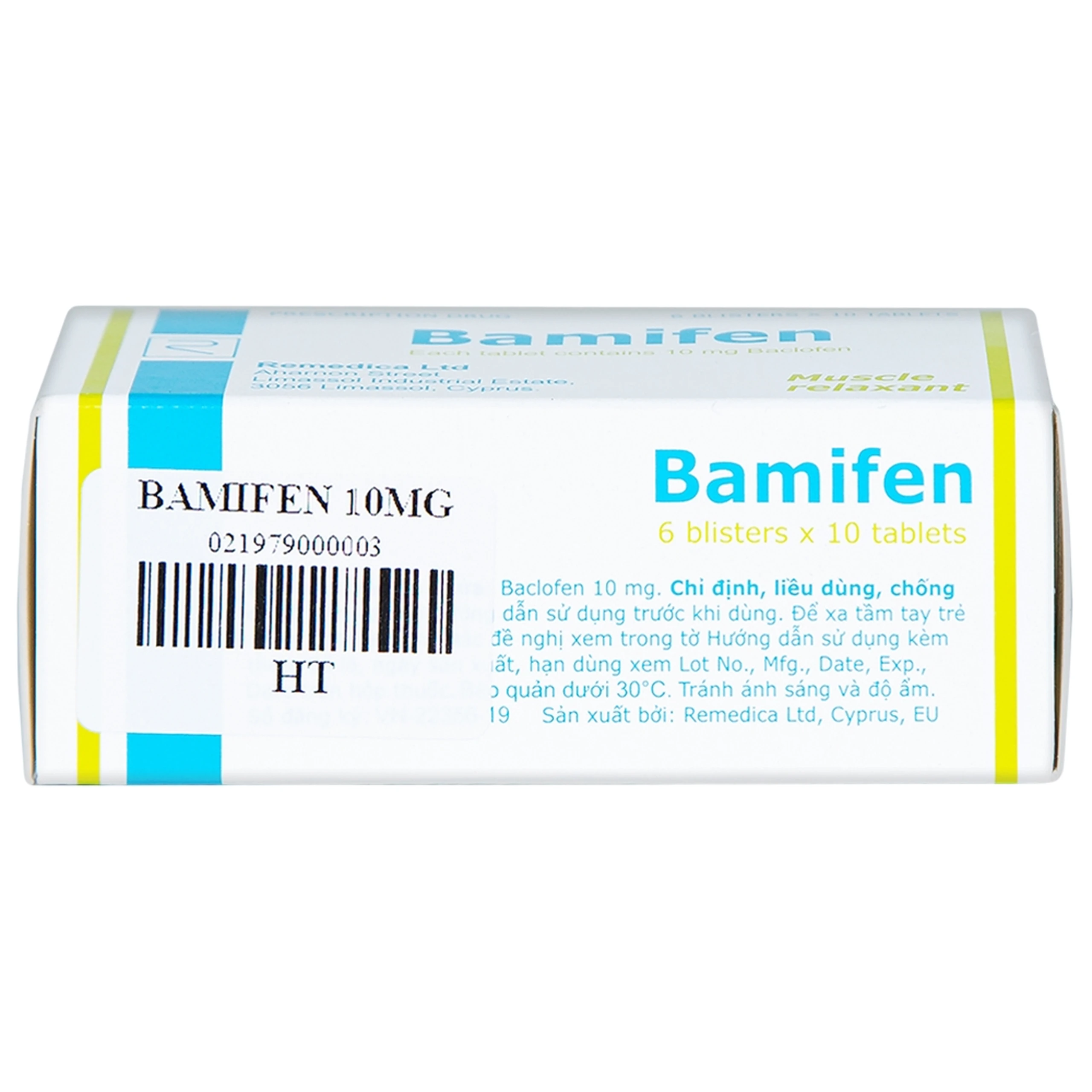 Thuốc Bamifen 10mg Remedica giảm co cứng cơ vân (6 vỉ x 10 viên)