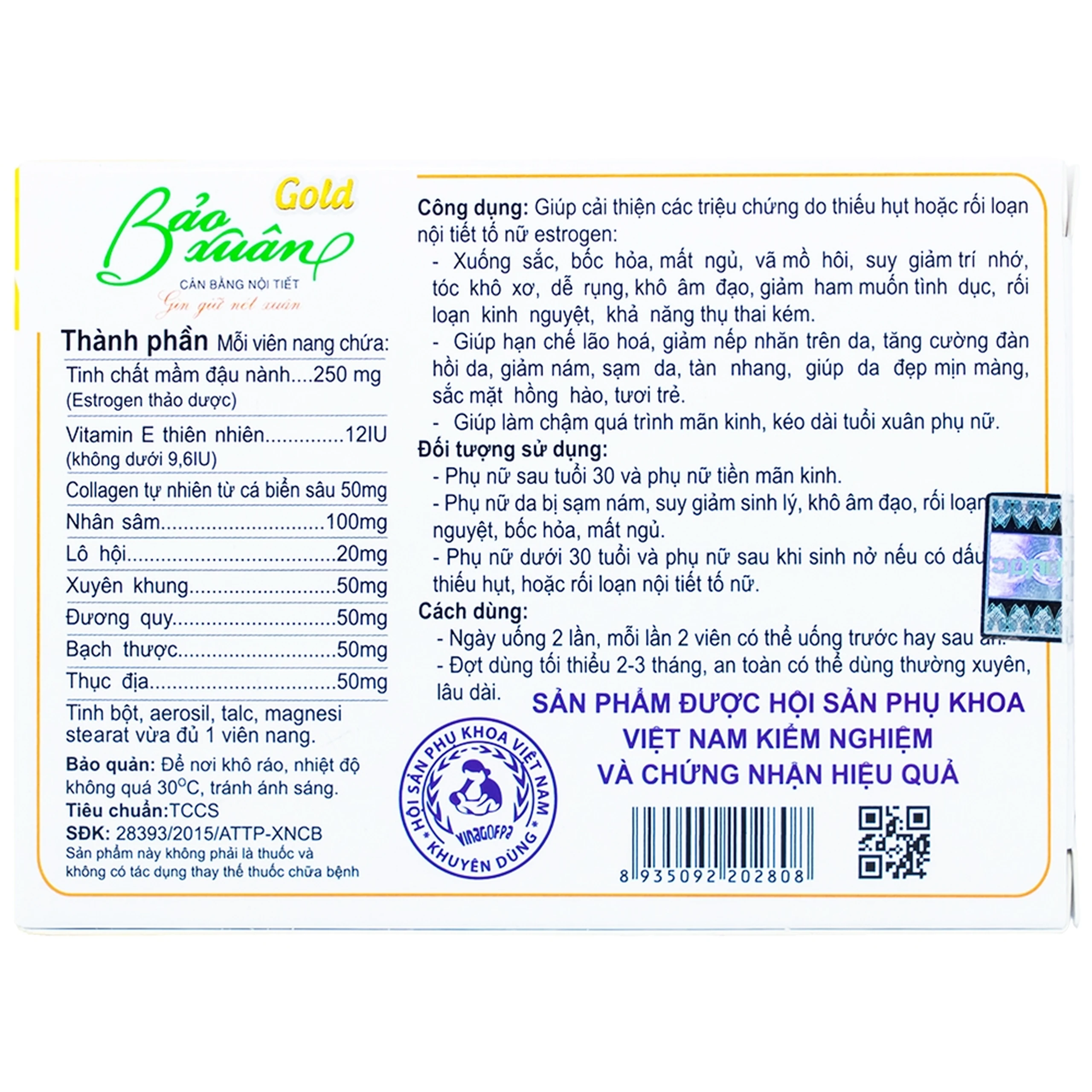 Viên hỗ trợ cân bằng nội tiết tố nữ Bảo Xuân Gold Nam Dược (3 vỉ x 10 viên)