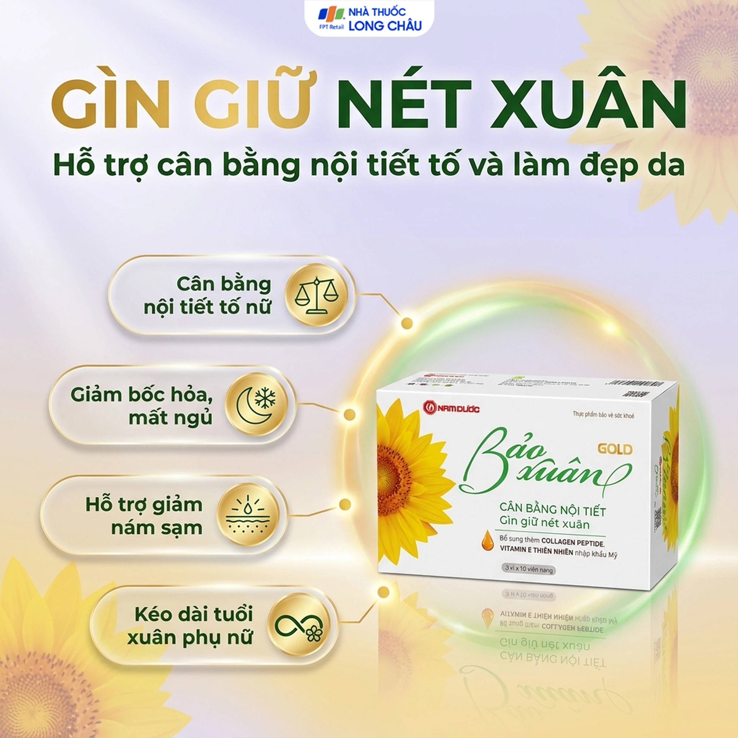 Viên hỗ trợ cân bằng nội tiết tố nữ Bảo Xuân Gold Nam Dược (3 vỉ x 10 viên) 2