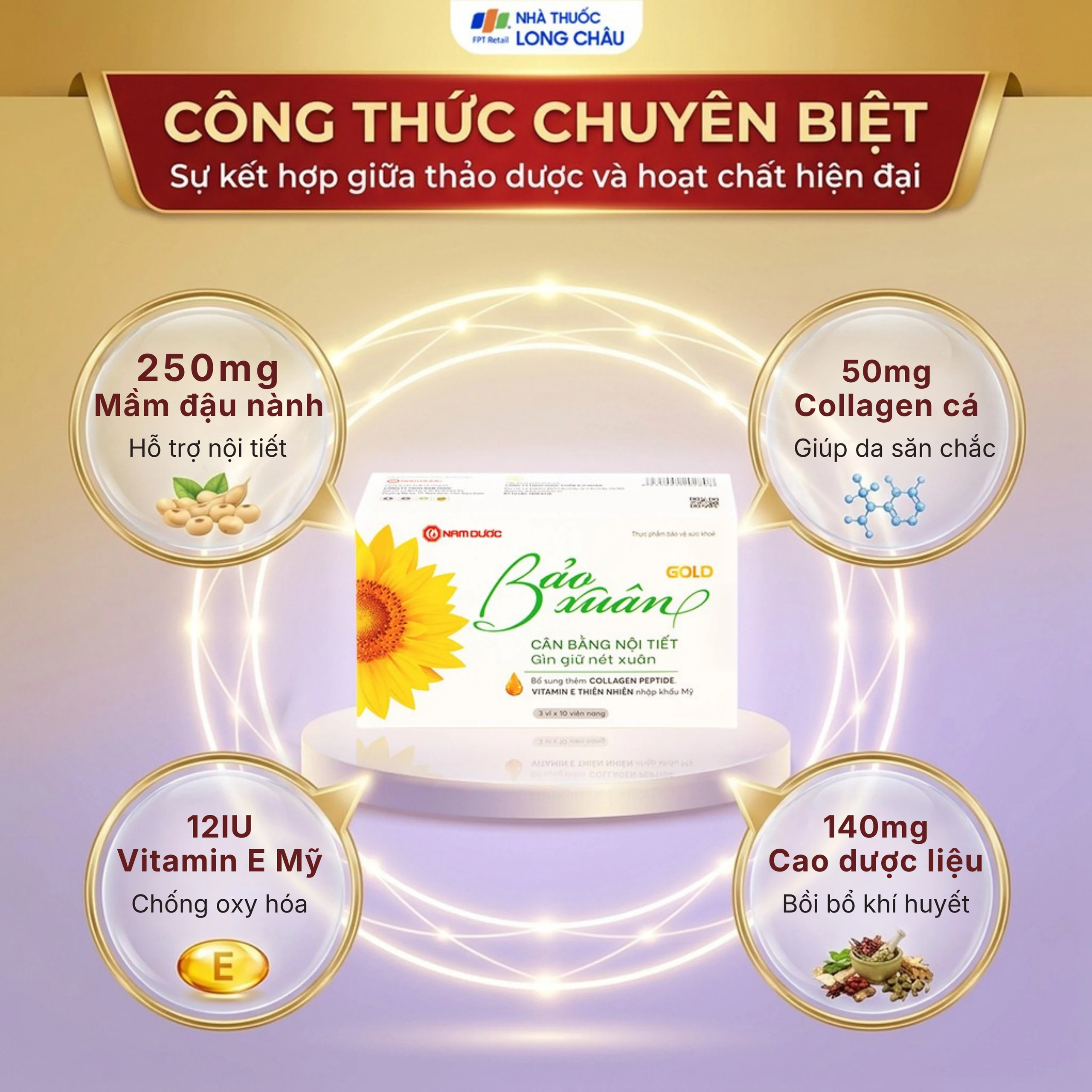 Viên hỗ trợ cân bằng nội tiết tố nữ Bảo Xuân Gold Nam Dược (3 vỉ x 10 viên) 3