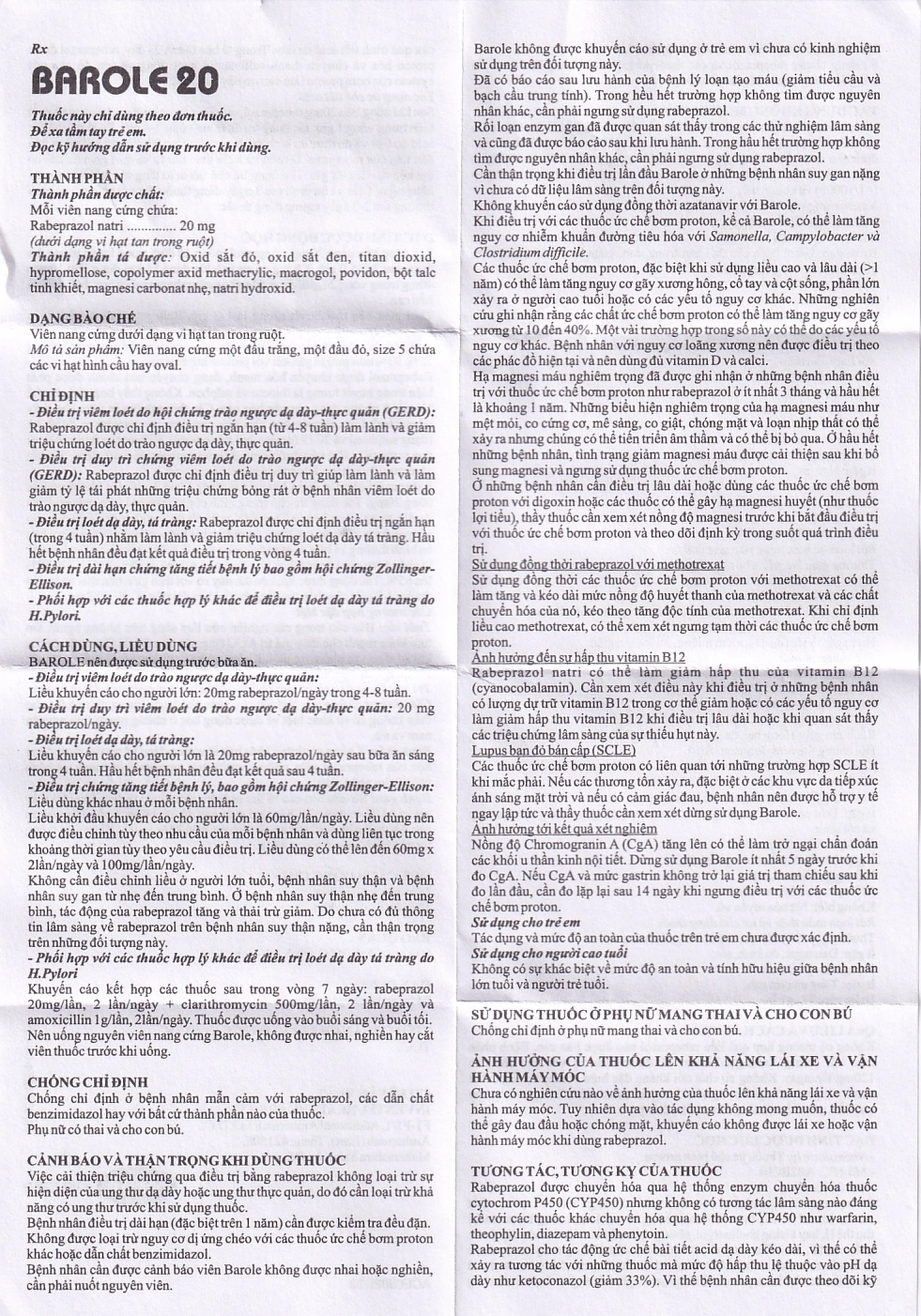 Thuốc Barole 20mg Mega Lifesciences điều trị viêm loét do trào ngược dạ dày - thực quản (10 vỉ x 10 viên)