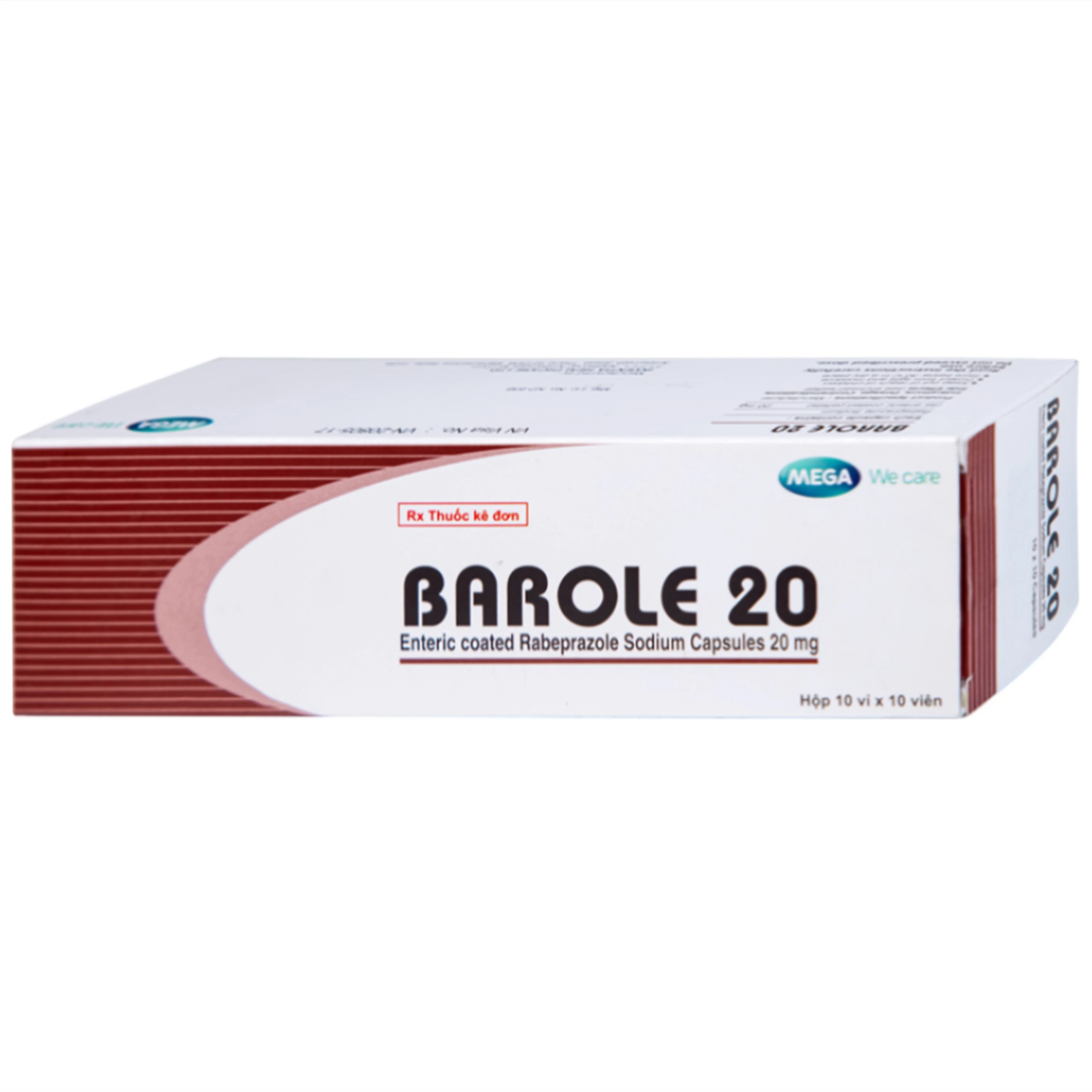Thuốc Barole 20mg Mega Lifesciences điều trị viêm loét do trào ngược dạ dày - thực quản (10 vỉ x 10 viên)