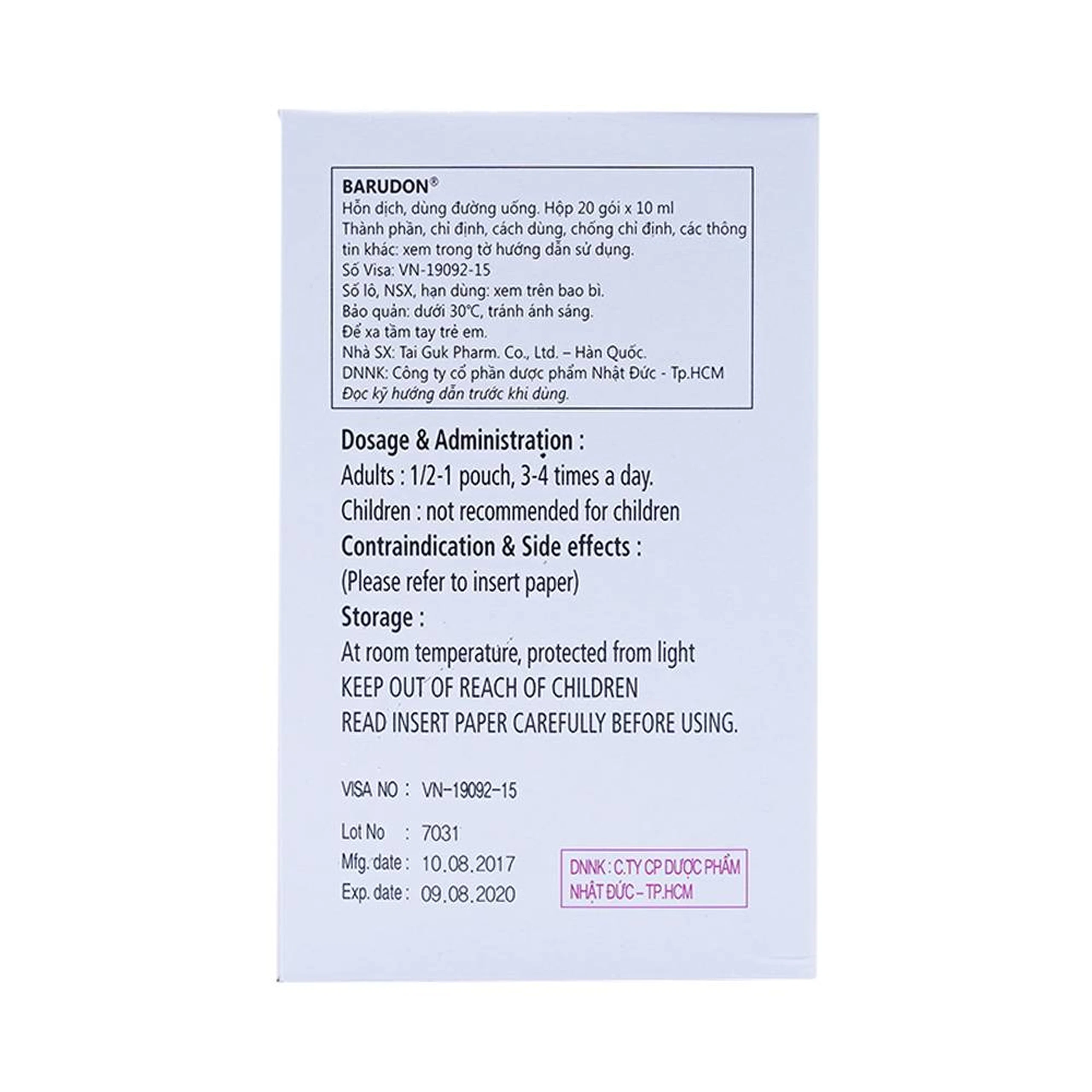 Hỗn dịch Barudon Susp Clesstra giảm đau nhanh trong viêm dạ dày, loét dạ dày - tá tràng (20 gói x 10ml)