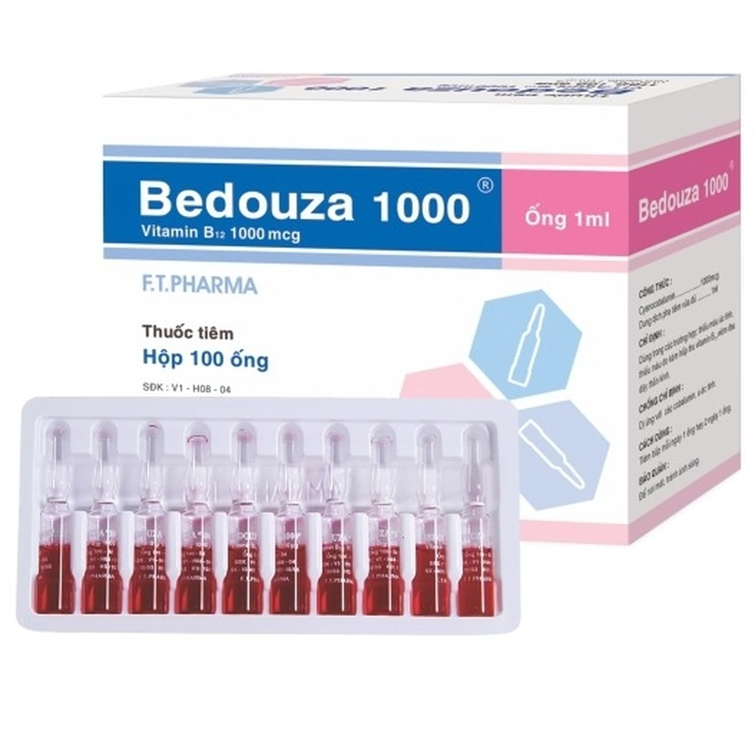 Thuốc tiêm Bedouza 1000 Dược 3-2 điều trị thiếu máu (10 vỉ x 10 ống) 1