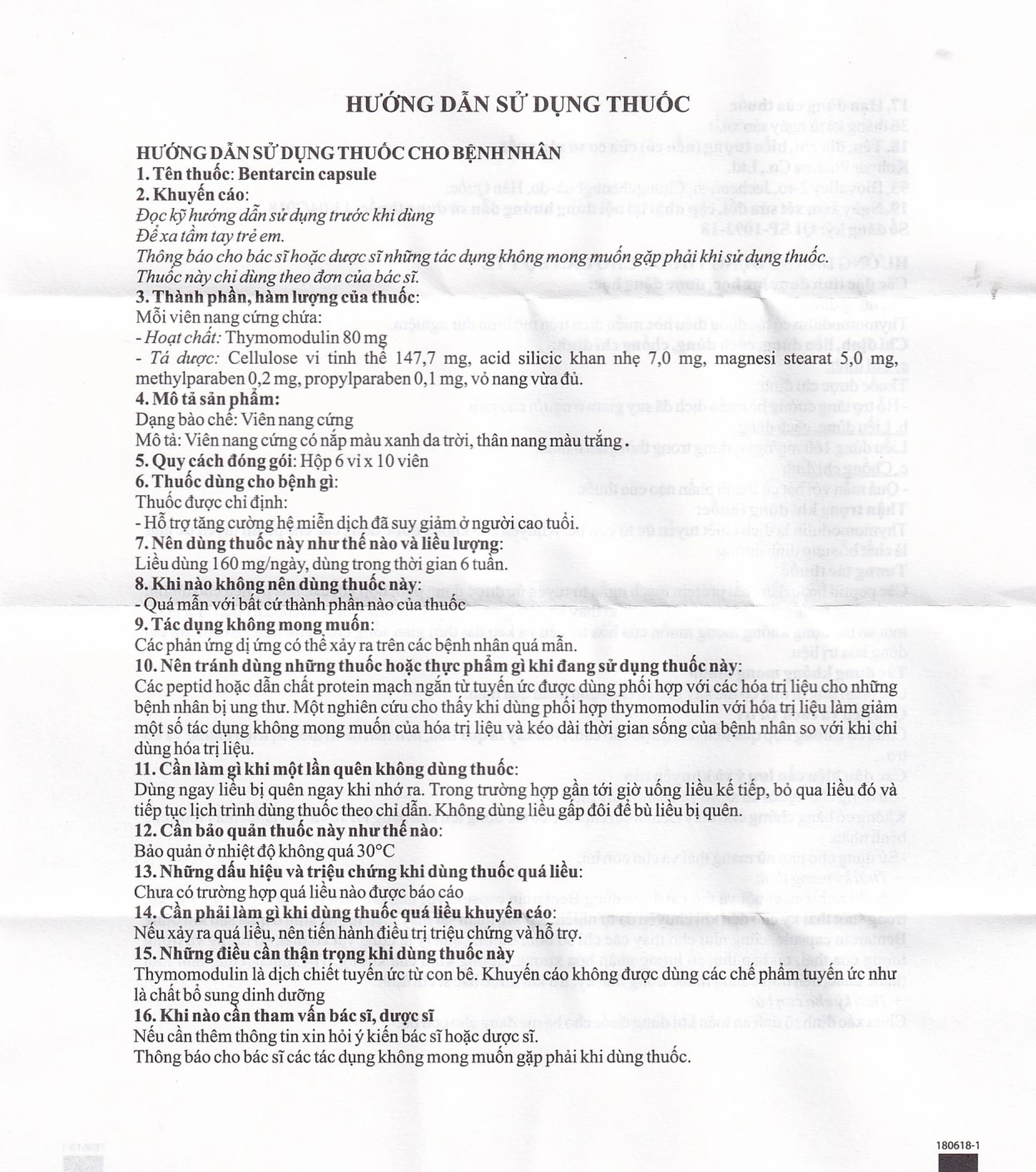 Thuốc Bentarcin 80mg Kolmar chống ung thư, hỗ trợ điều trị tác động vào hệ miễn dịch (6 vỉ x 10 viên)