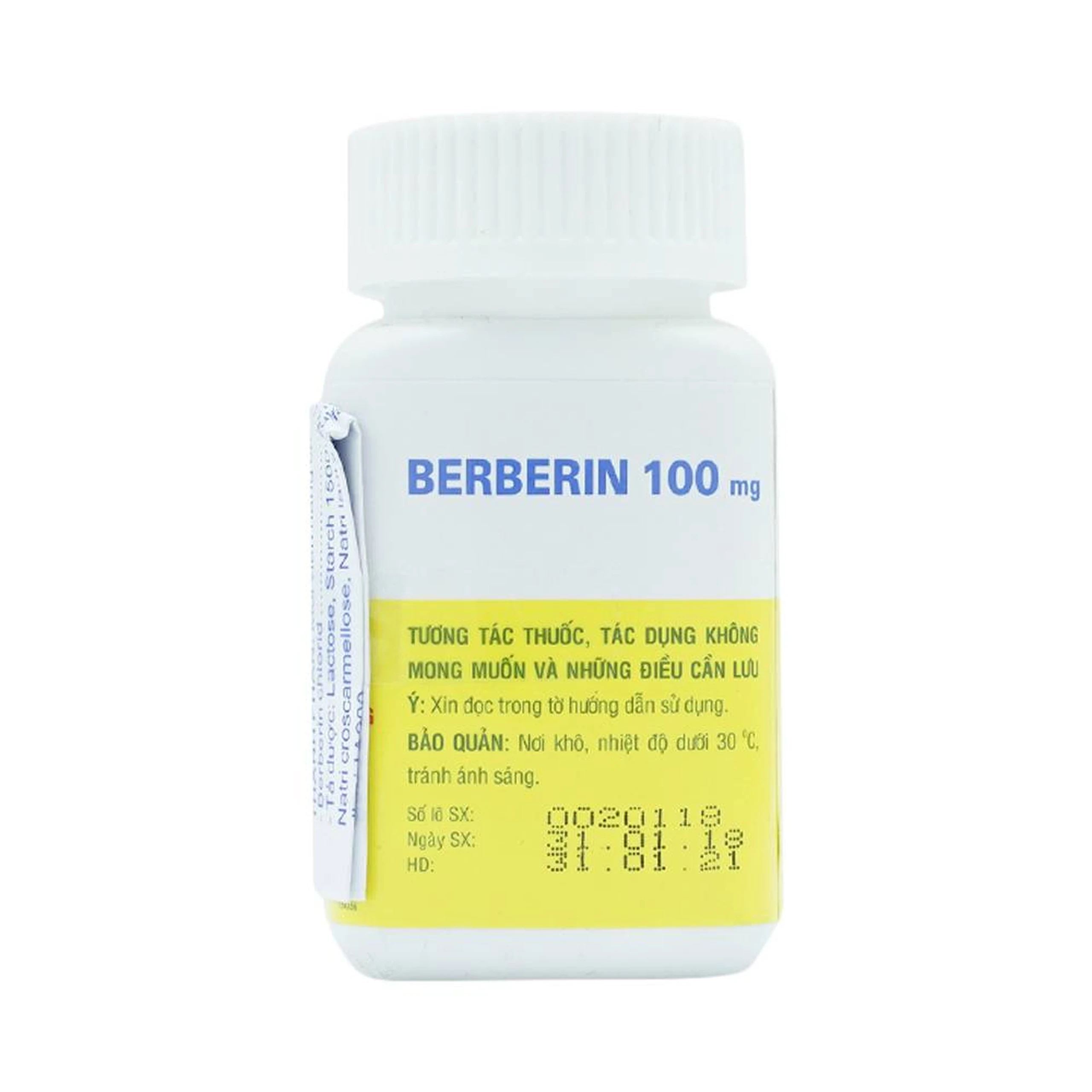 Thuốc Berberin 100mg Domesco điều trị nhiễm khuẩn đường ruột, tiêu chảy, kiết lỵ (100 viên)