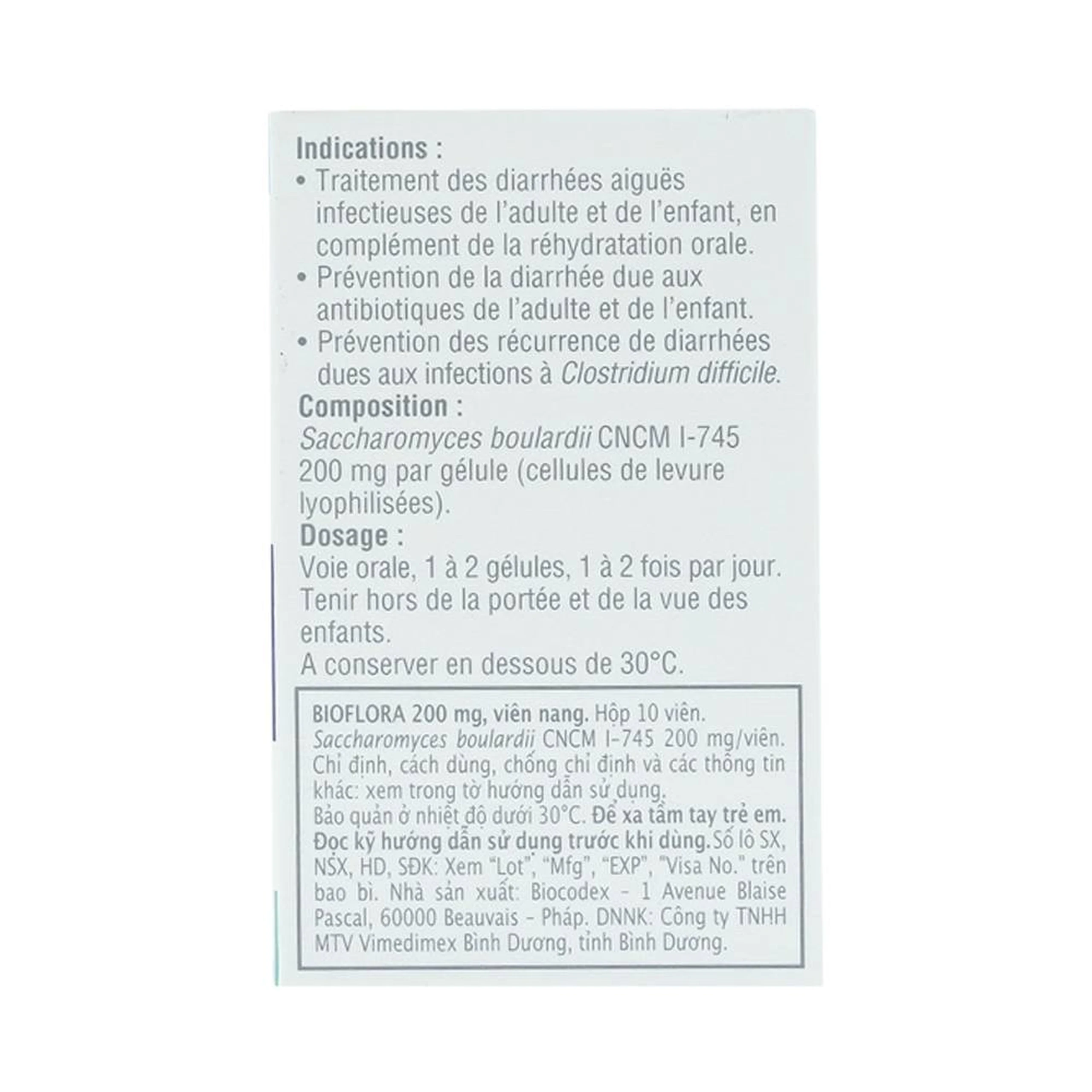 Thuốc Bioflora 200mg Biocodex điều trị tiêu chảy (10 viên)