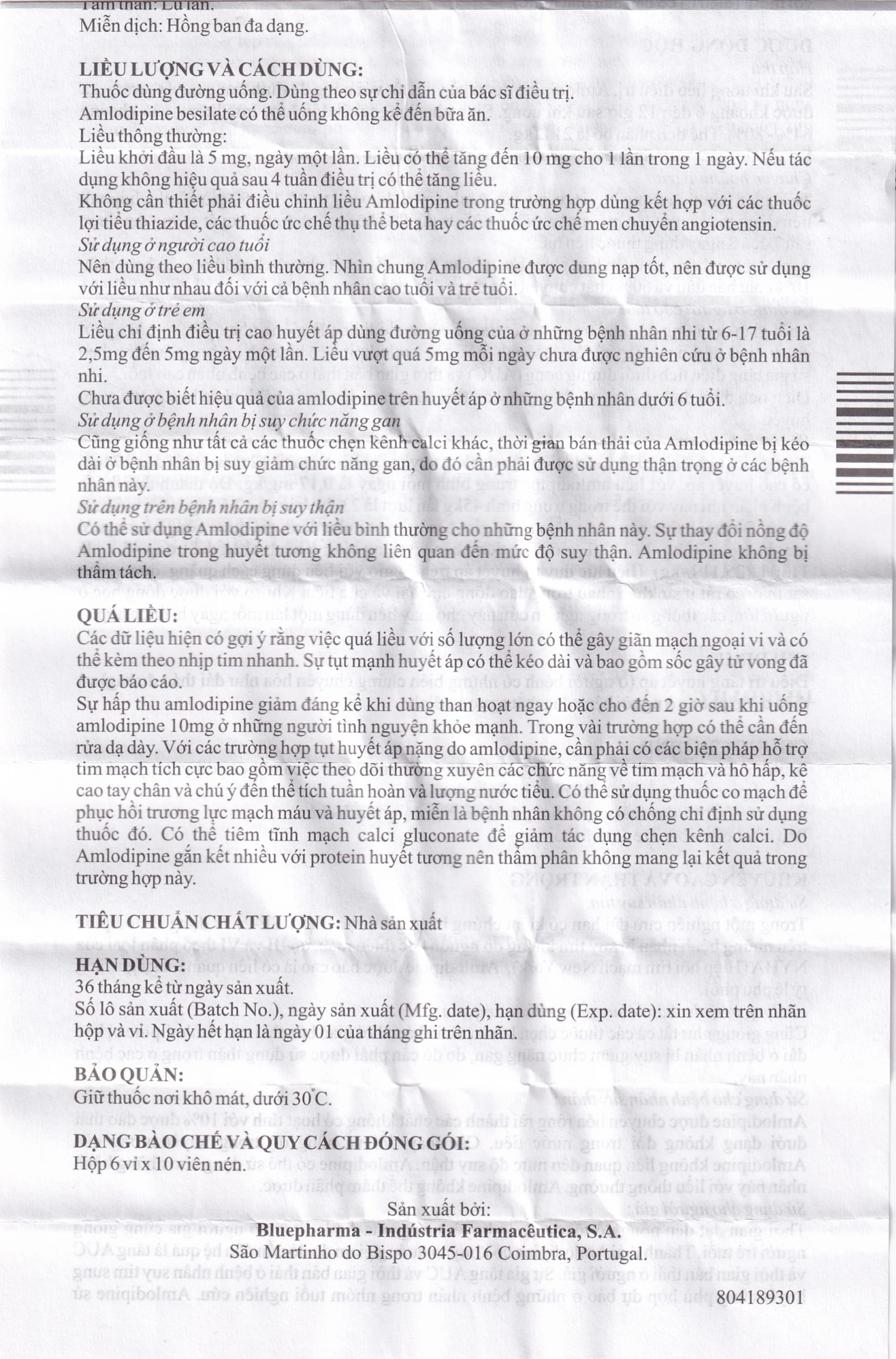 Thuốc Bluepine Bluepharma điều trị tăng huyết áp (6 vỉ x 10 viên) 