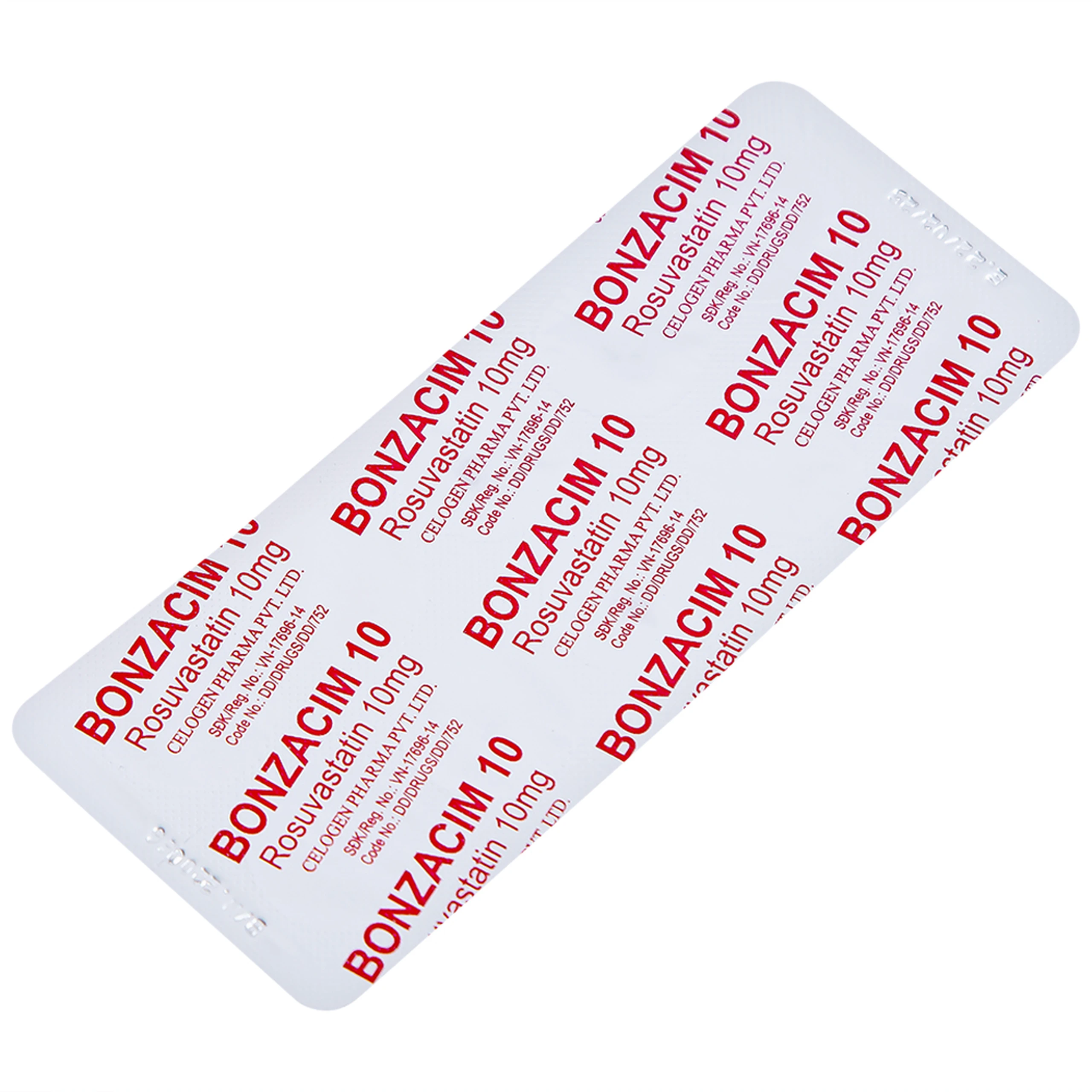 Thuốc Bonzacim 10 Celogen Pharma giảm cholesterol toàn phần (3 vỉ x 10 viên)