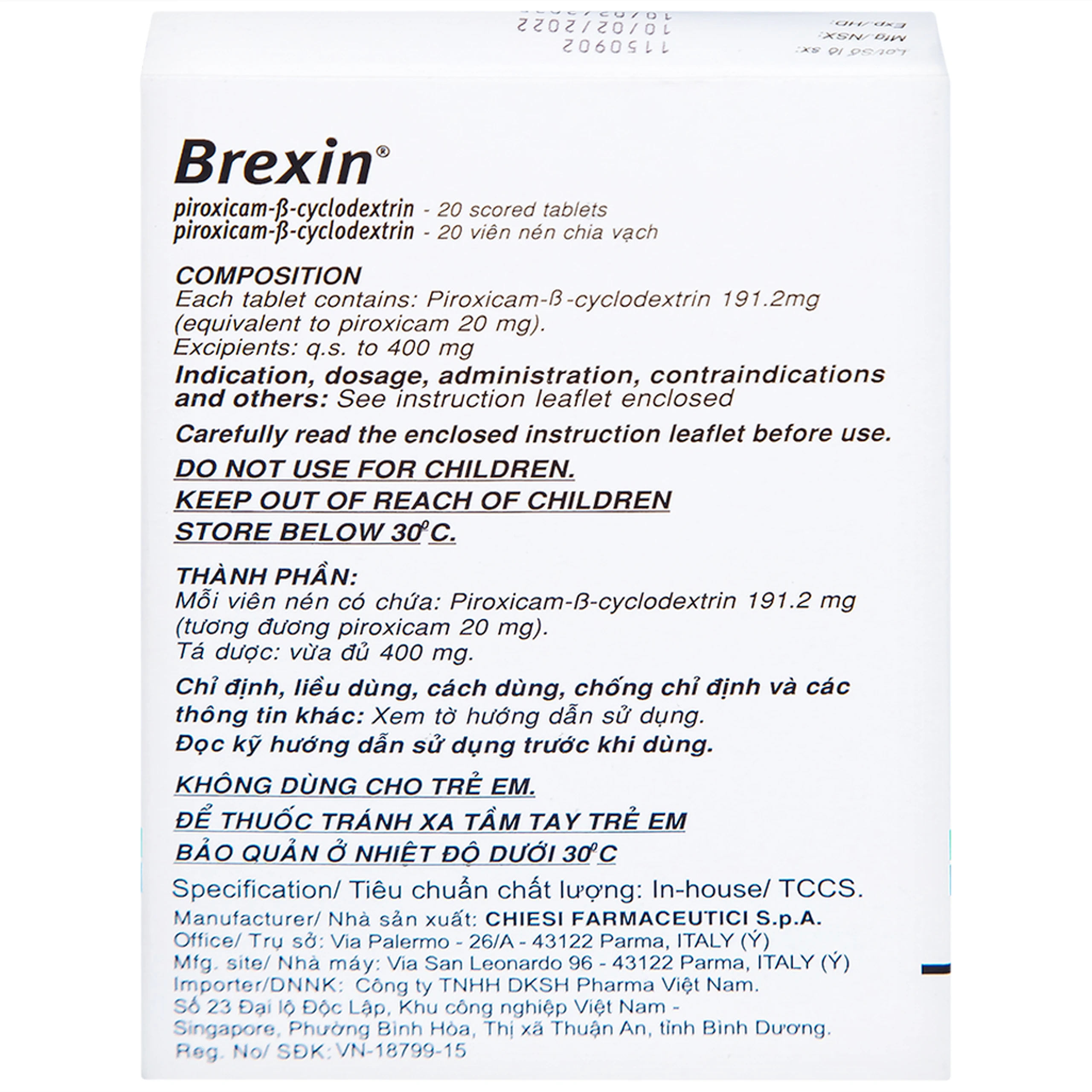 Thuốc Brexin Chiesi giảm các triệu chứng do viêm xương khớp (2 vỉ x 10 viên)