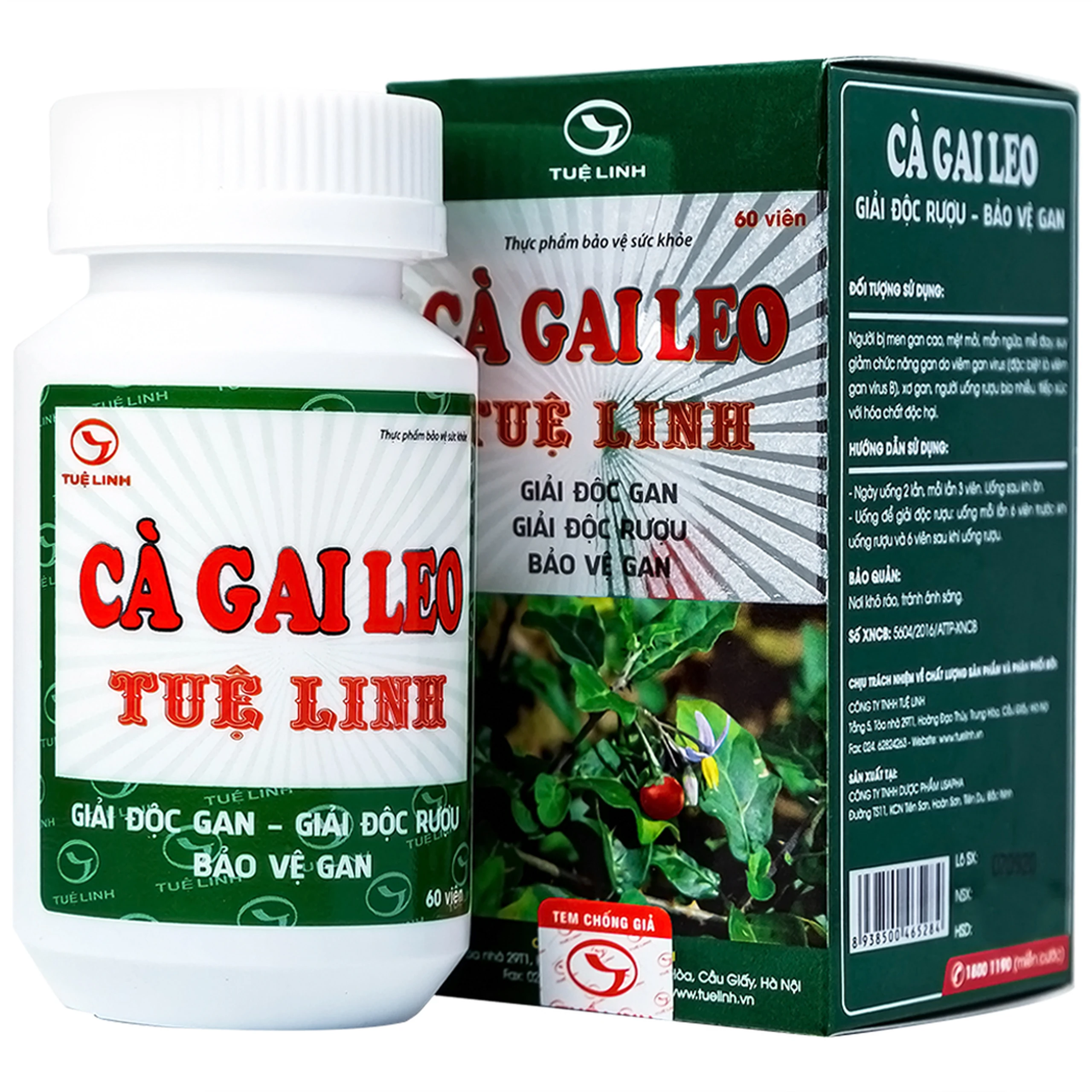 Viên tăng cường chức năng giải độc của gan Cà Gai Leo Tuệ Linh (60 viên)