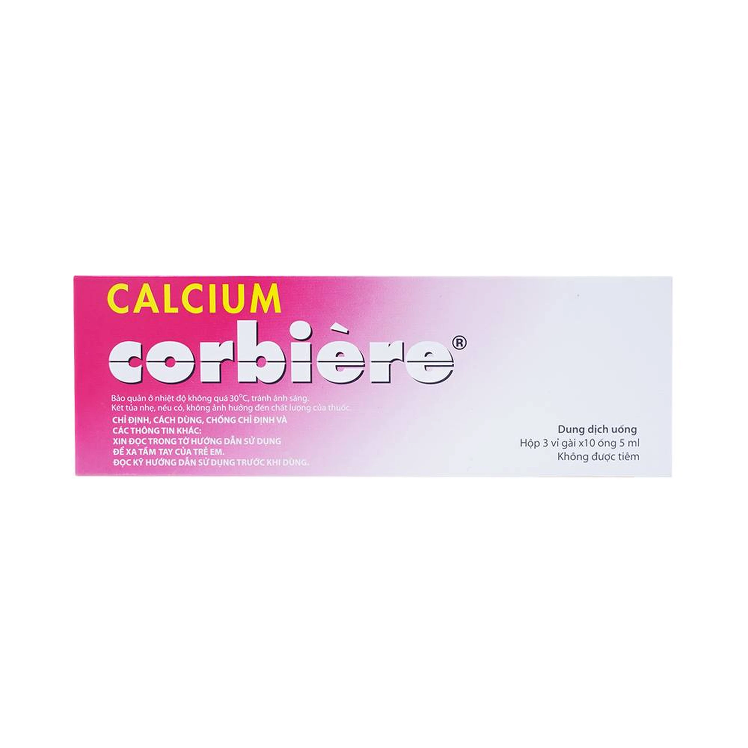 Dung dịch uống Calcium Corbière Sanofi điều trị thiếu canxi, loãng xương (3 vỉ x 10 ống x 5ml)