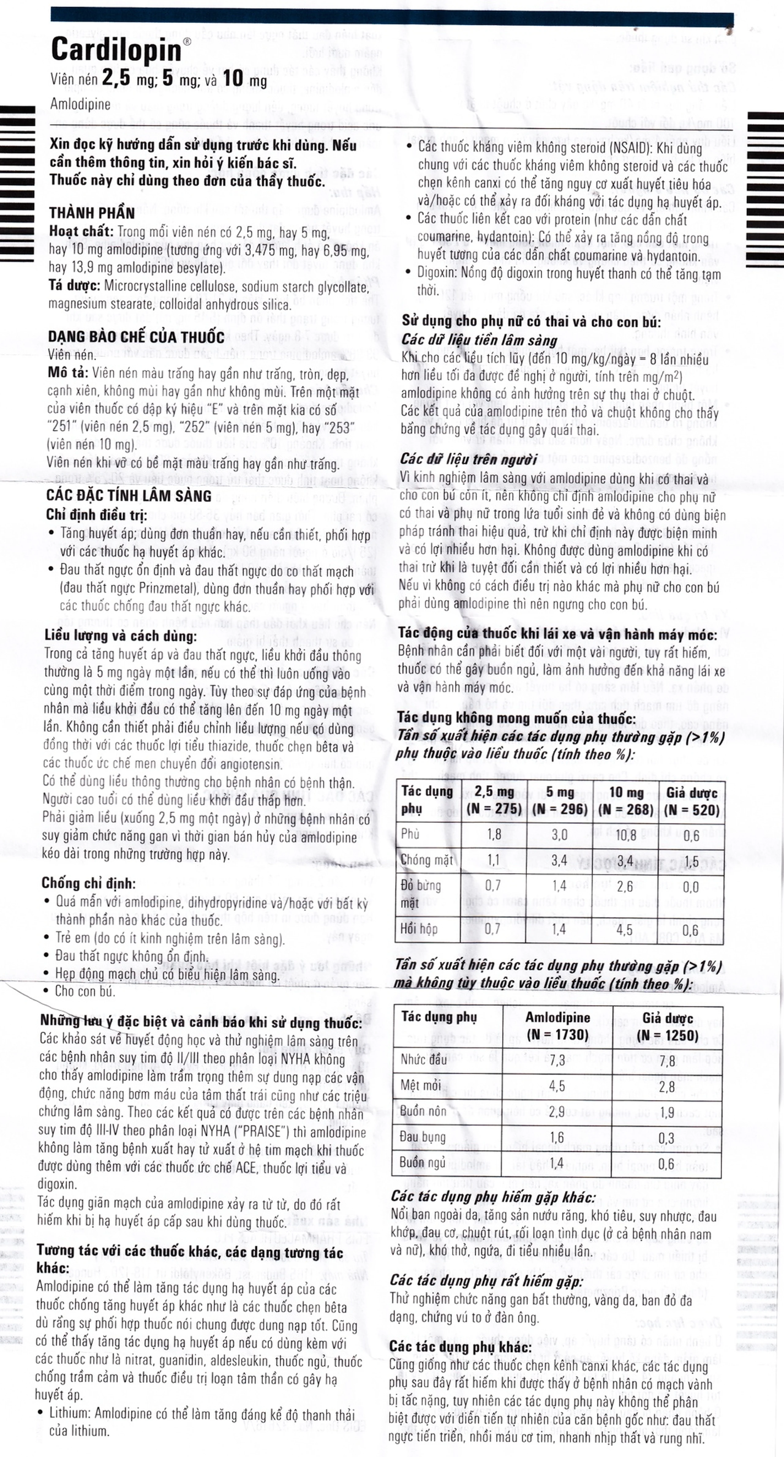 Thuốc Cardilopin 5mg Egis Pharma điều trị tăng huyết áp, đau thắt ngực (3 vỉ x 10 viên)