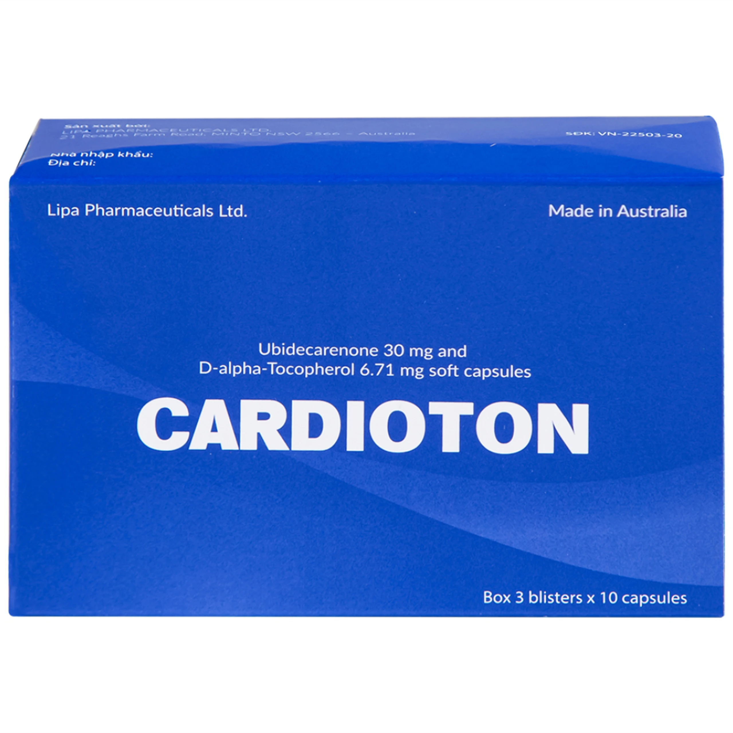 Thuốc Cardioton Lipa Pharmaceuticals điều trị suy tim, tăng huyết áp, thiếu máu cơ tim (3 vỉ x 10 viên) 