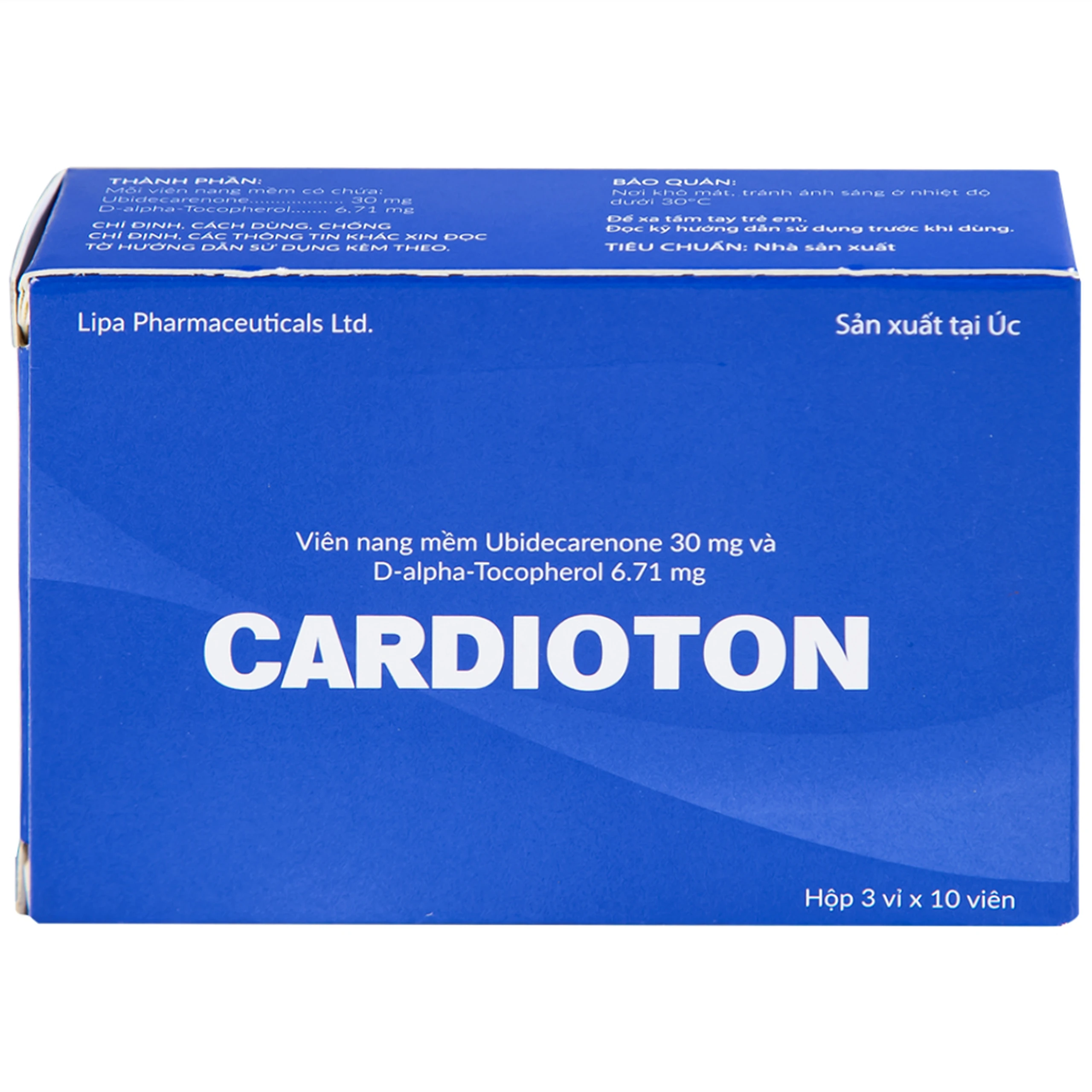 Thuốc Cardioton Lipa Pharmaceuticals điều trị suy tim, tăng huyết áp, thiếu máu cơ tim (3 vỉ x 10 viên) 