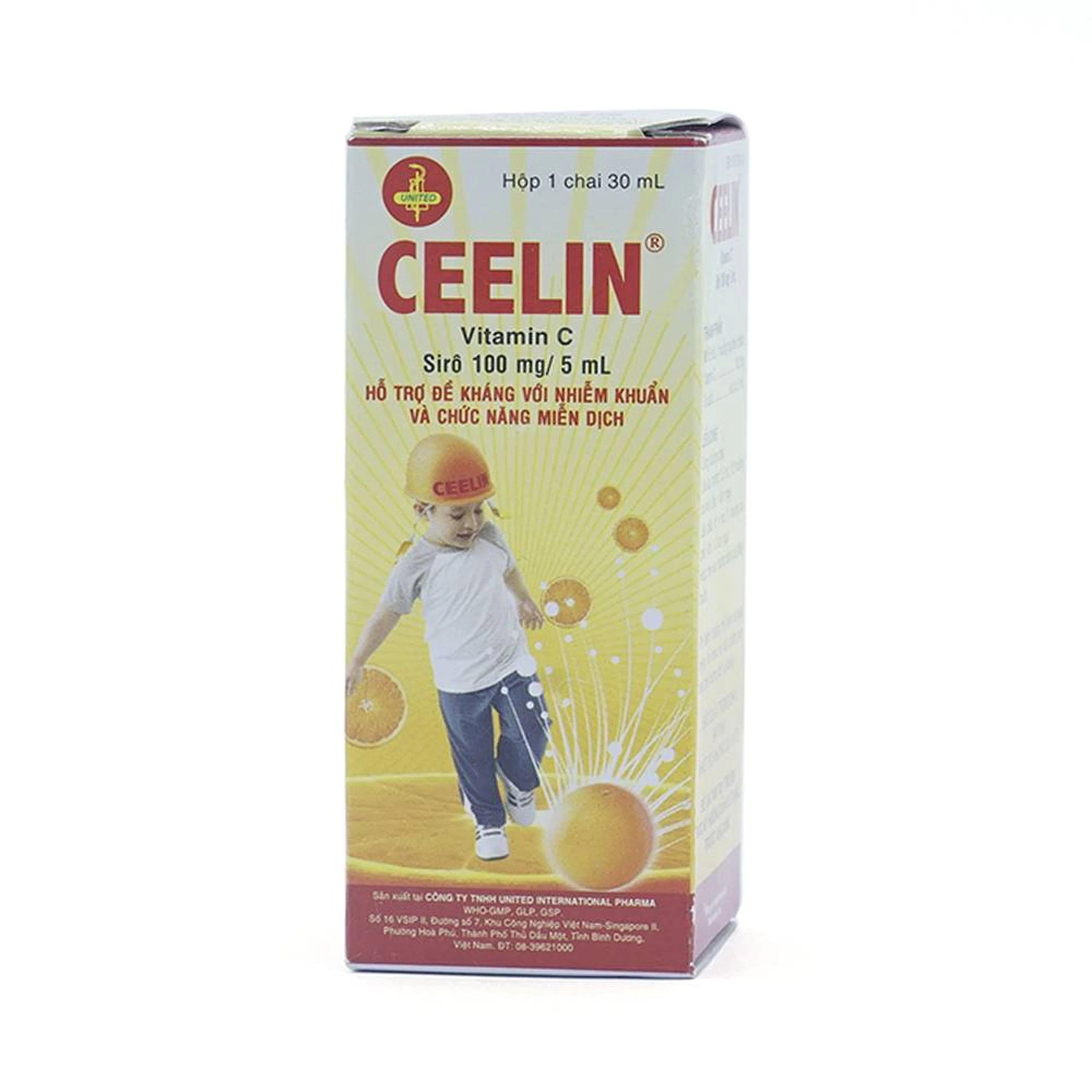 Siro Ceelin United bổ sung vitamin C, tăng cường sức đề kháng (30ml)