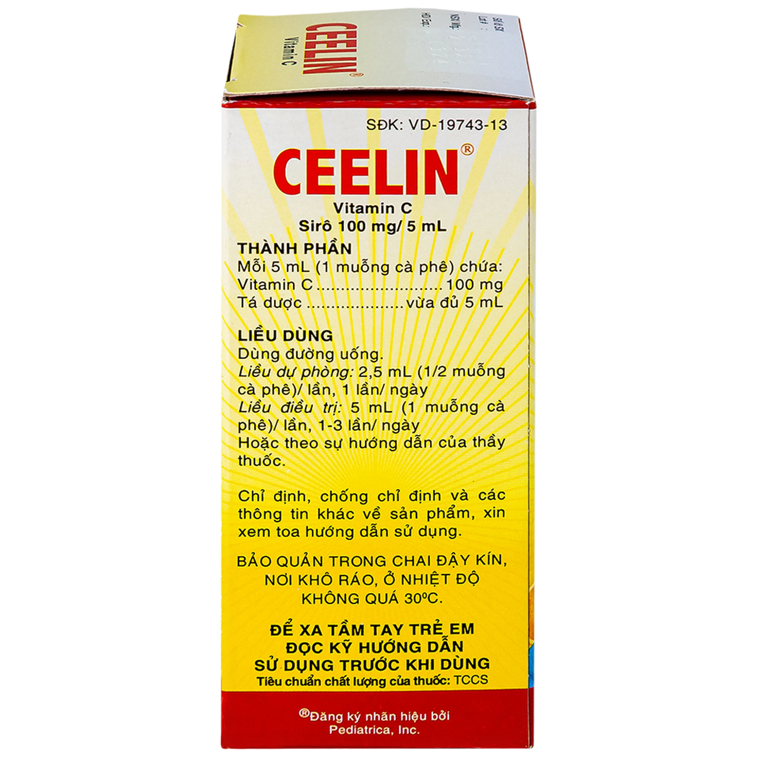 Siro Ceelin United bổ sung vitamin C, tăng cường sức đề kháng (60ml)