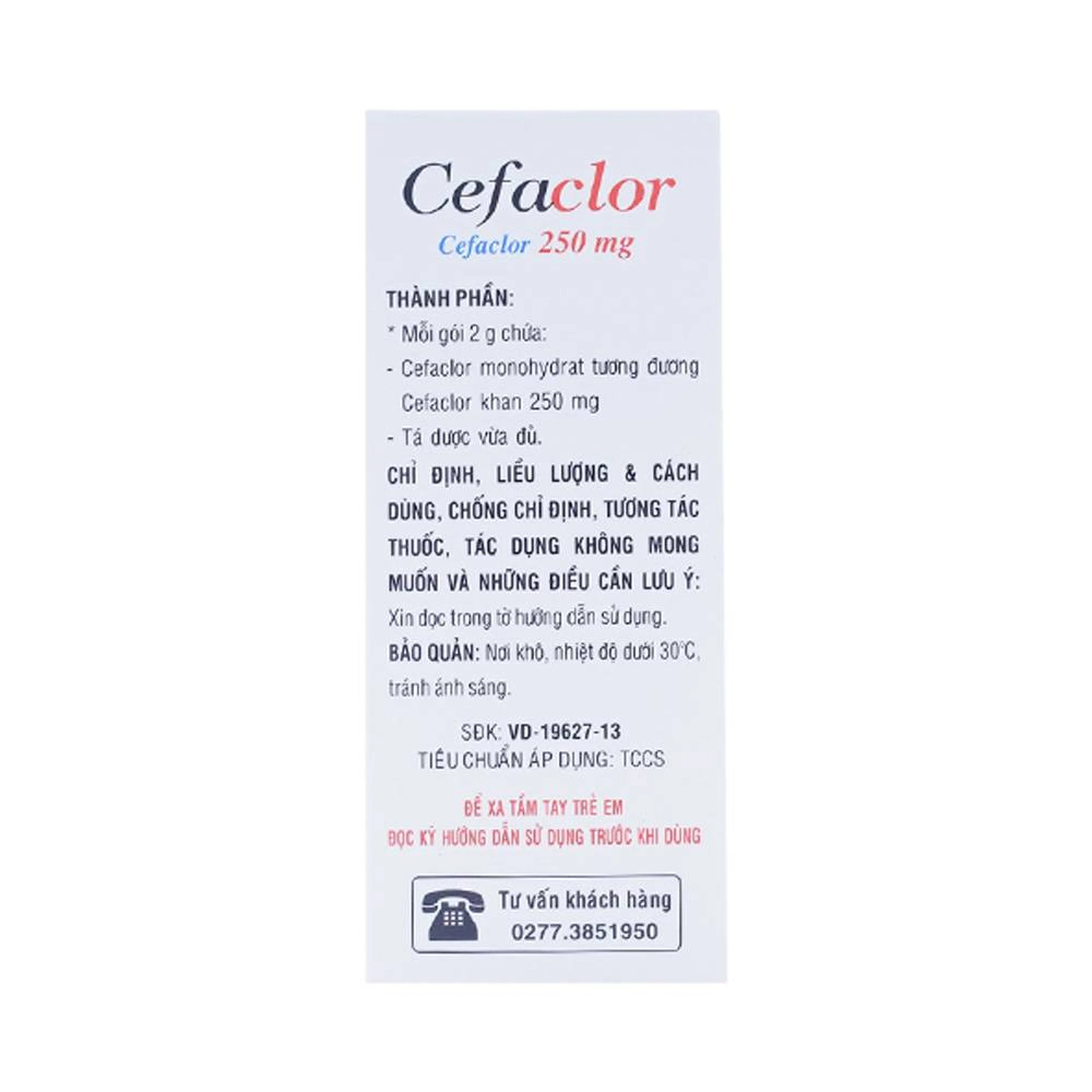 Bột pha hỗn dịch uống Cefaclor 250mg Domesco điều trị nhiễm khuẩn (10 gói)