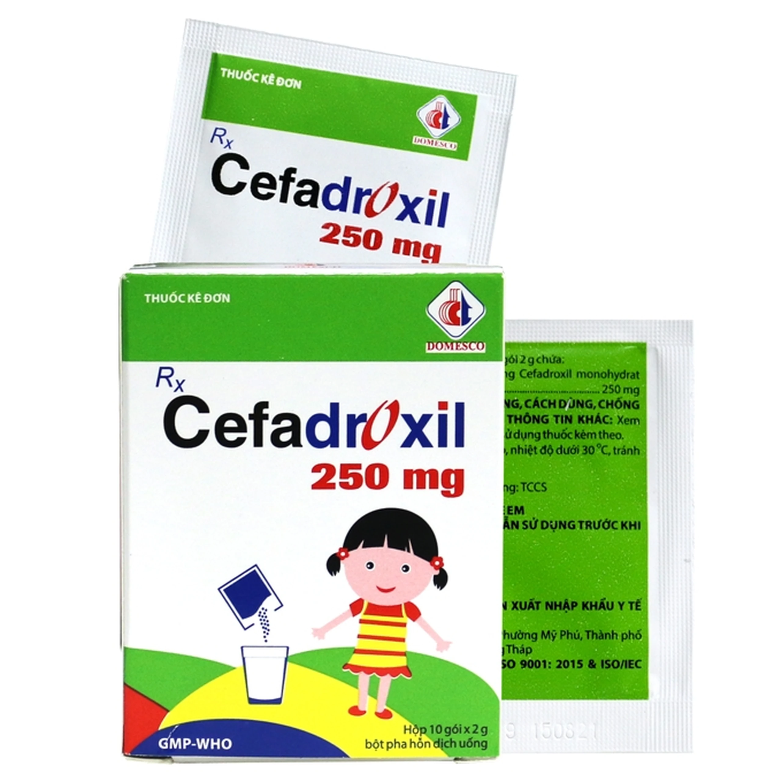 Bột pha hỗn dịch uống Cefadroxil 250mg Domesco điều trị nhiễm khuẩn (10 gói)