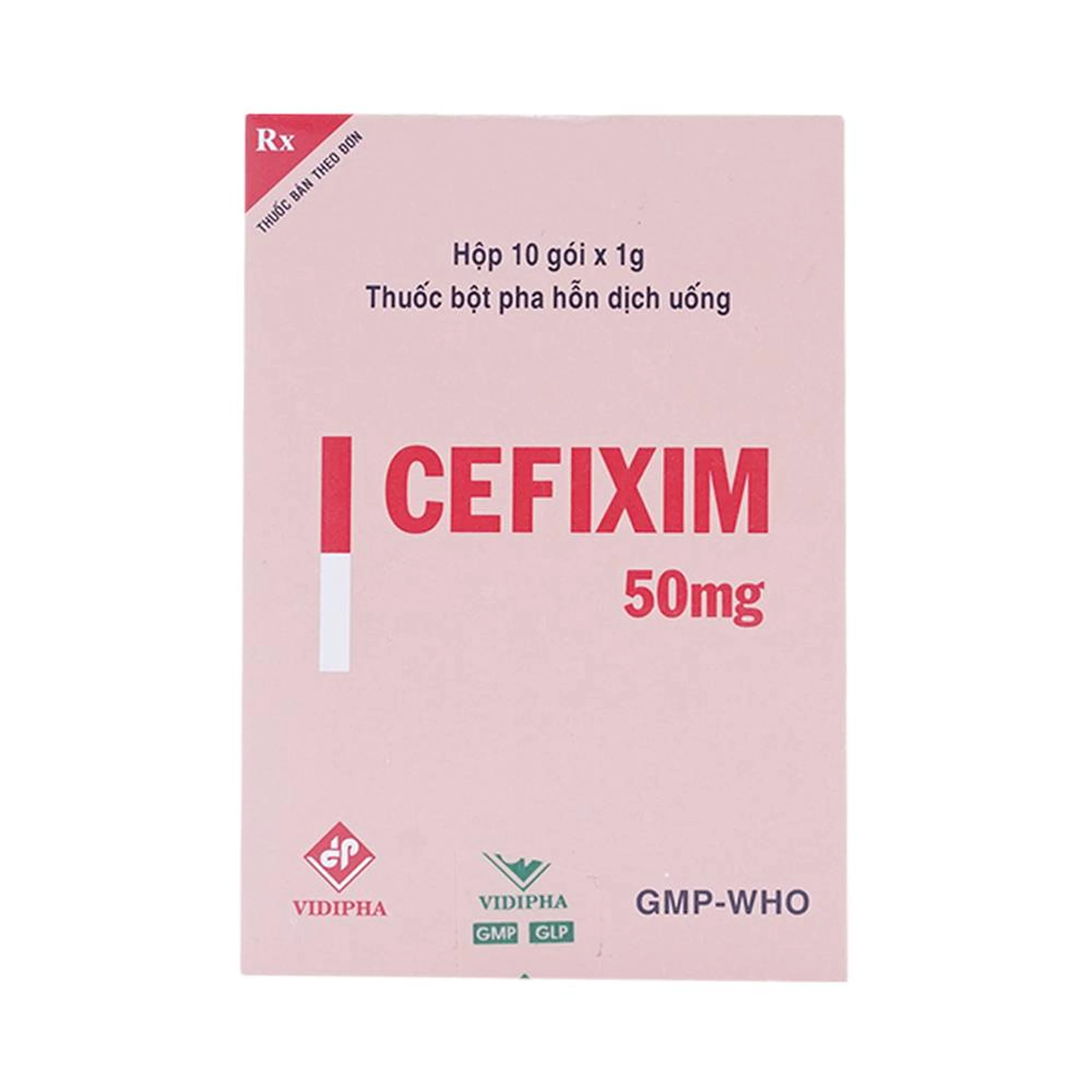Bột pha hỗn dịch uống Cefixim 50mg Vidipha điều trị nhiễm khuẩn (10 gói)