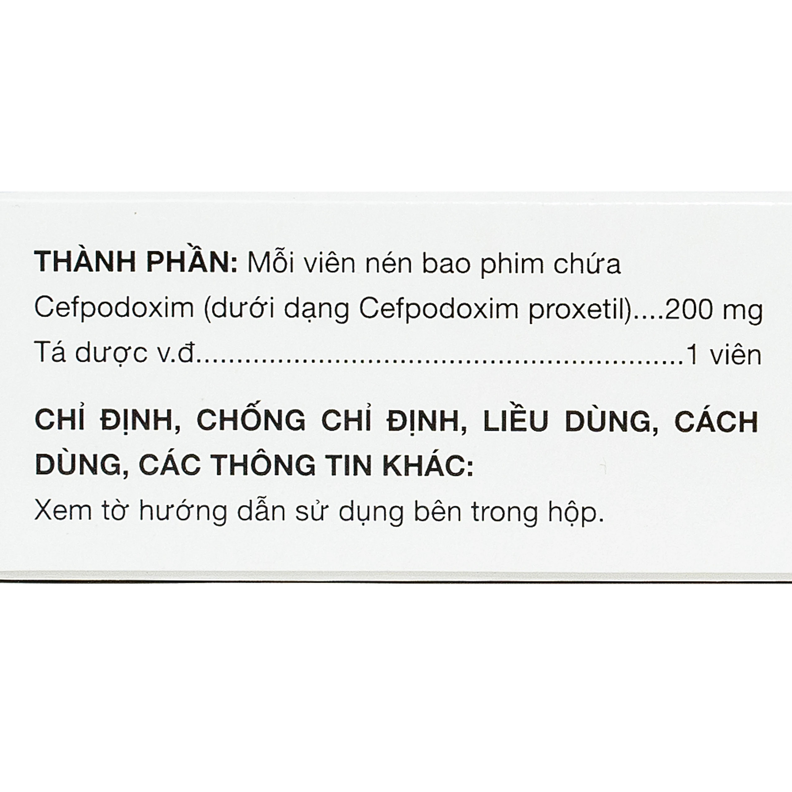 Thuốc Cefpodoxim 200mg-HV USP điều trị nhiễm khuẩn (3 vỉ x 10 viên)