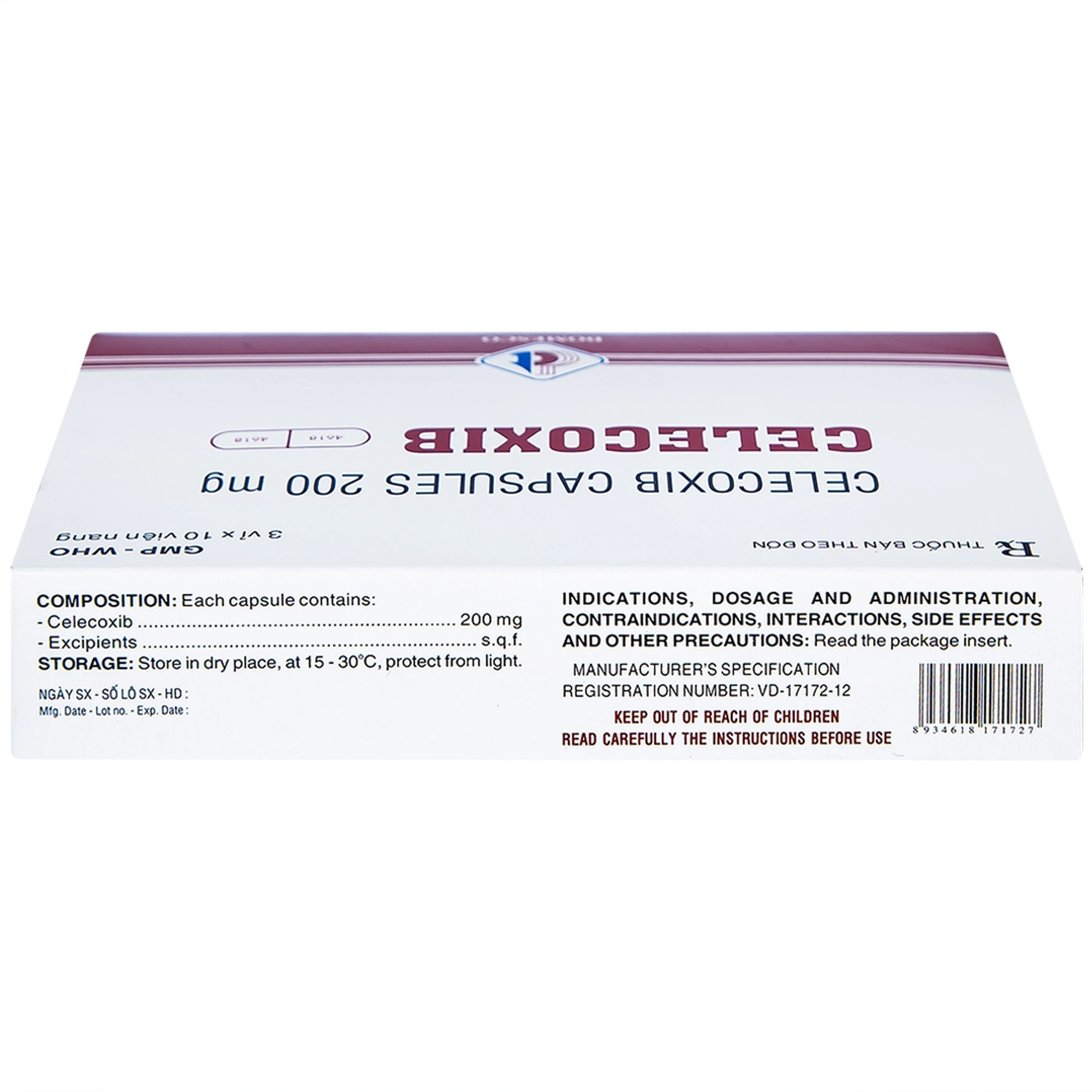 Thuốc Celecoxib 200mg Domesco điều trị thoái hóa khớp, viêm khớp dạng thấp (3 vỉ x 10 viên)