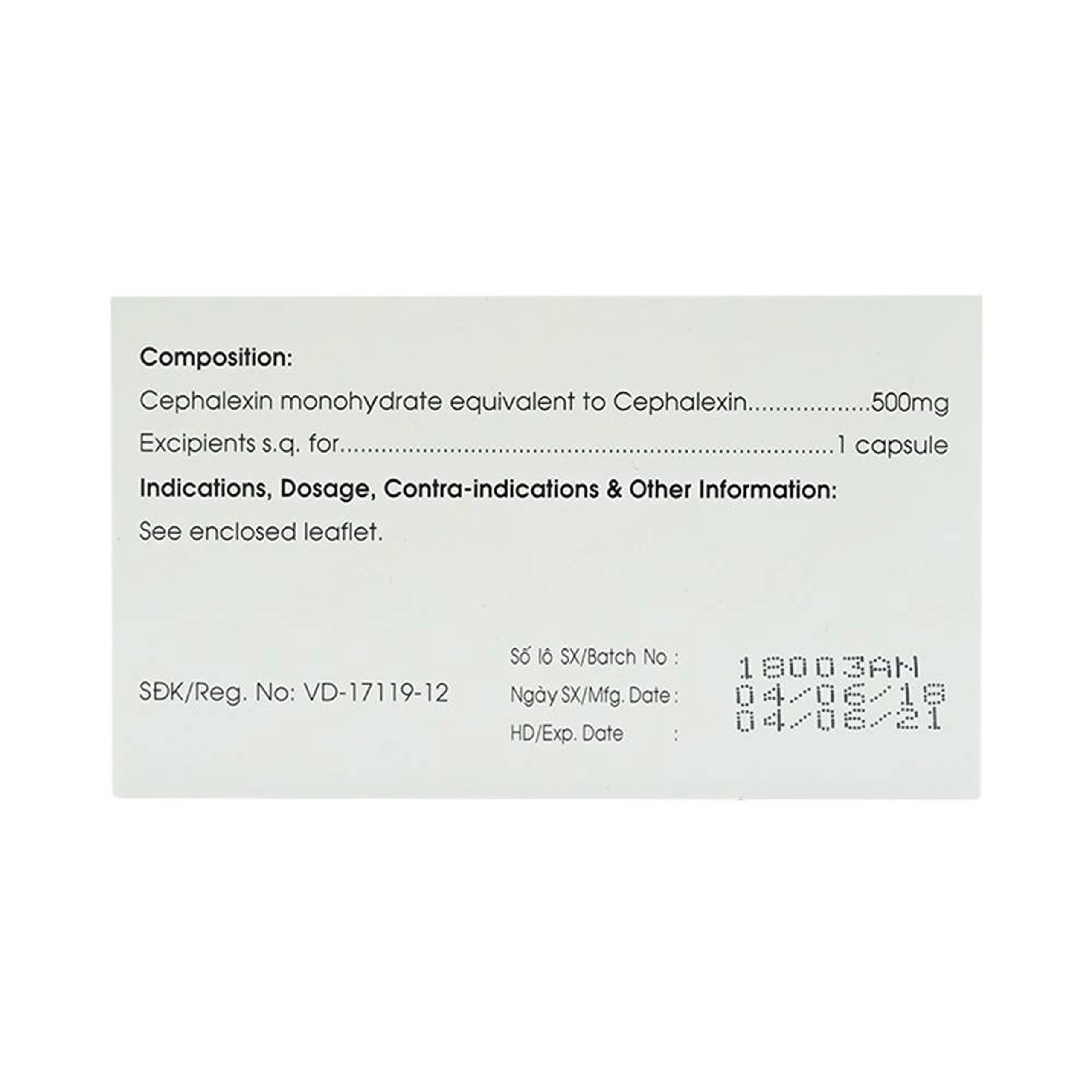 Thuốc Cephalexin MKP 500 điều trị nhiễm khuẩn (10 vỉ x 10 viên)