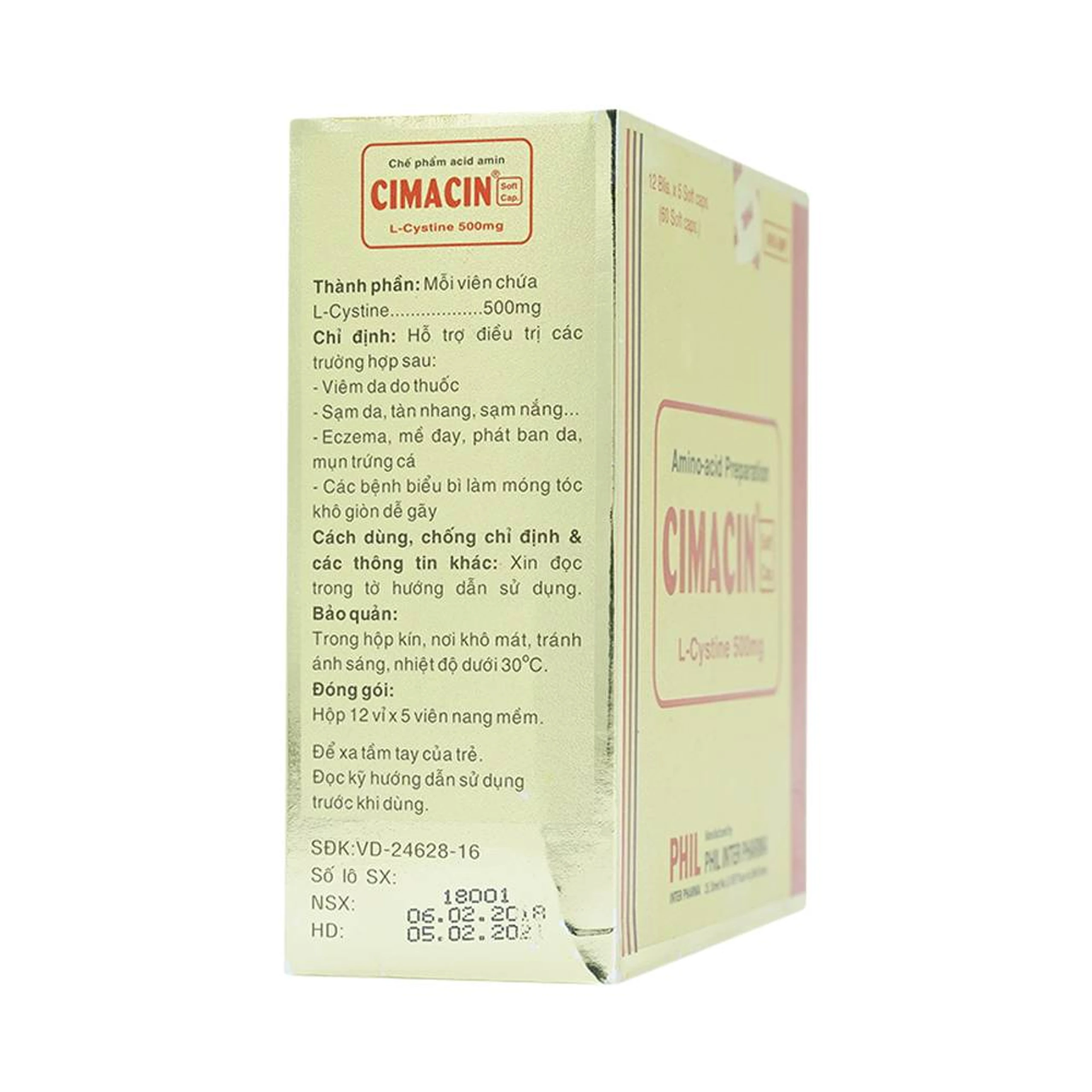 Thuốc Cimacin Phil hỗ trợ điều trị viêm da, sạm da (12 vỉ x 5 viên)