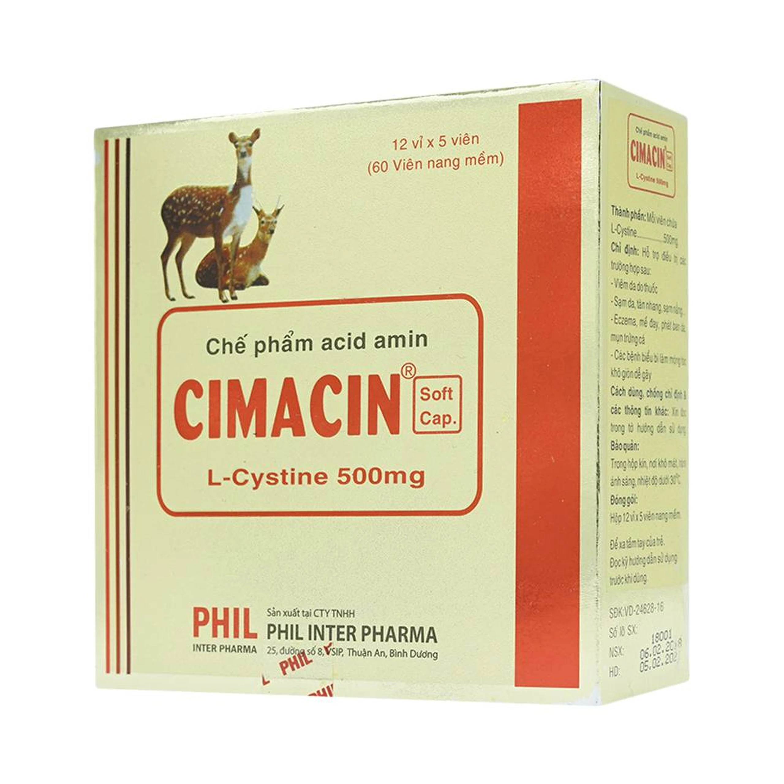 Thuốc Cimacin Phil hỗ trợ điều trị viêm da, sạm da (12 vỉ x 5 viên)
